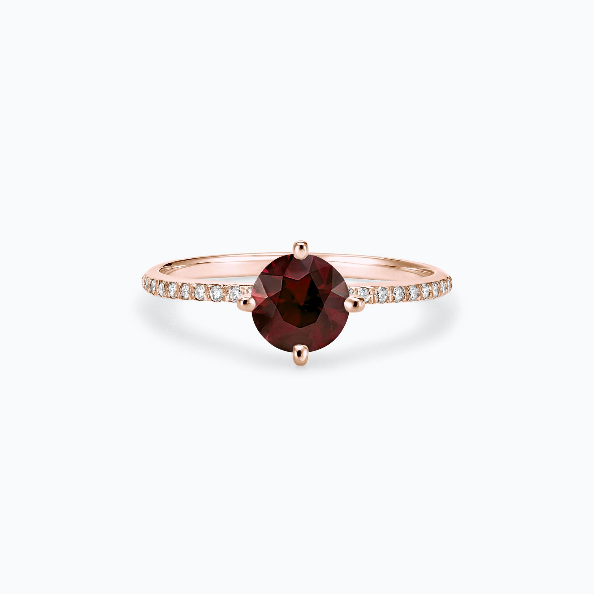 Solitaire Pavé Alva Grenat 6 mm