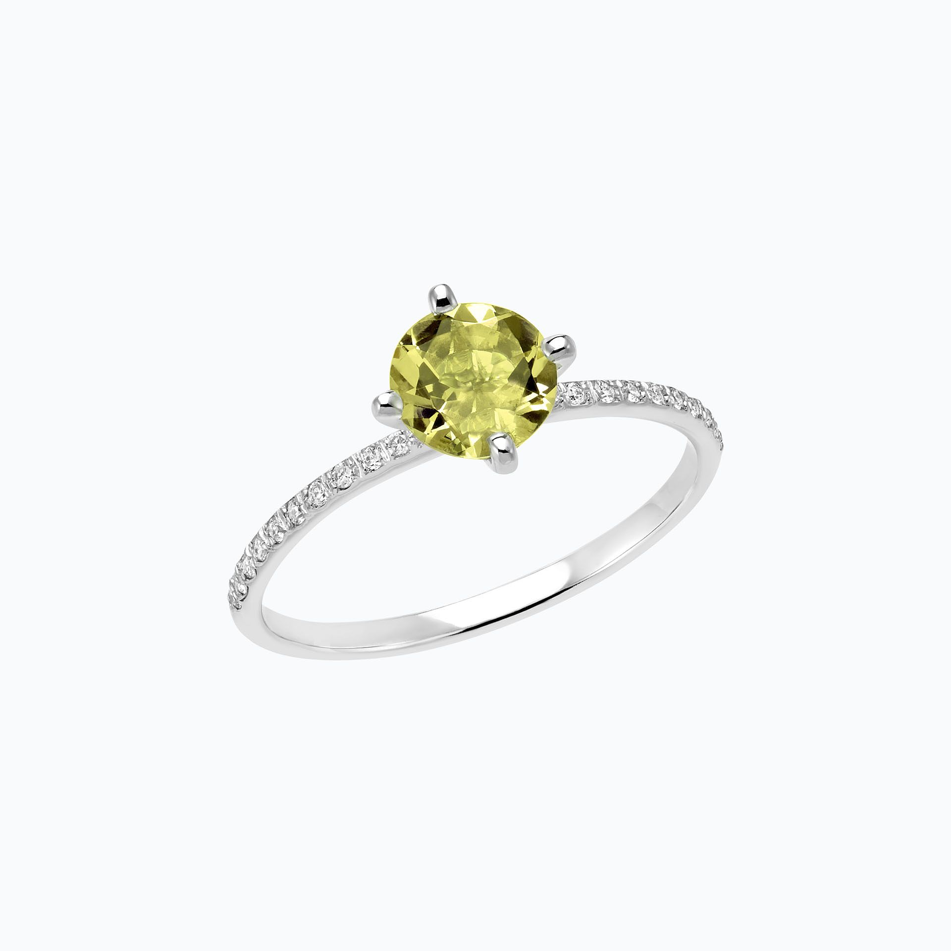 Solitaire Pavé Alva Péridot 6 mm