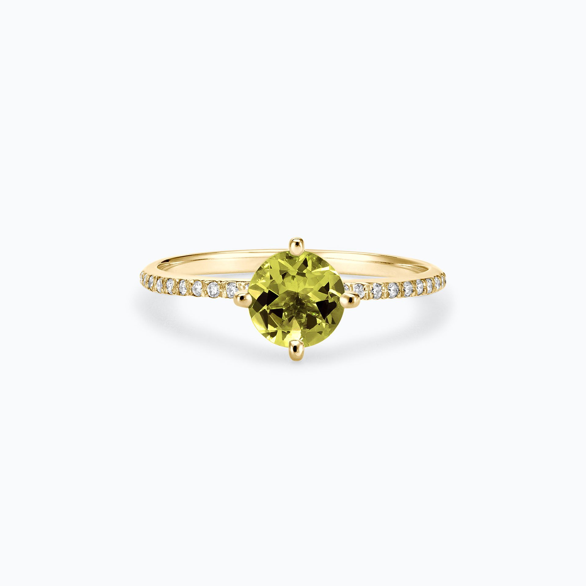 Solitaire Pavé Alva Péridot 6 mm