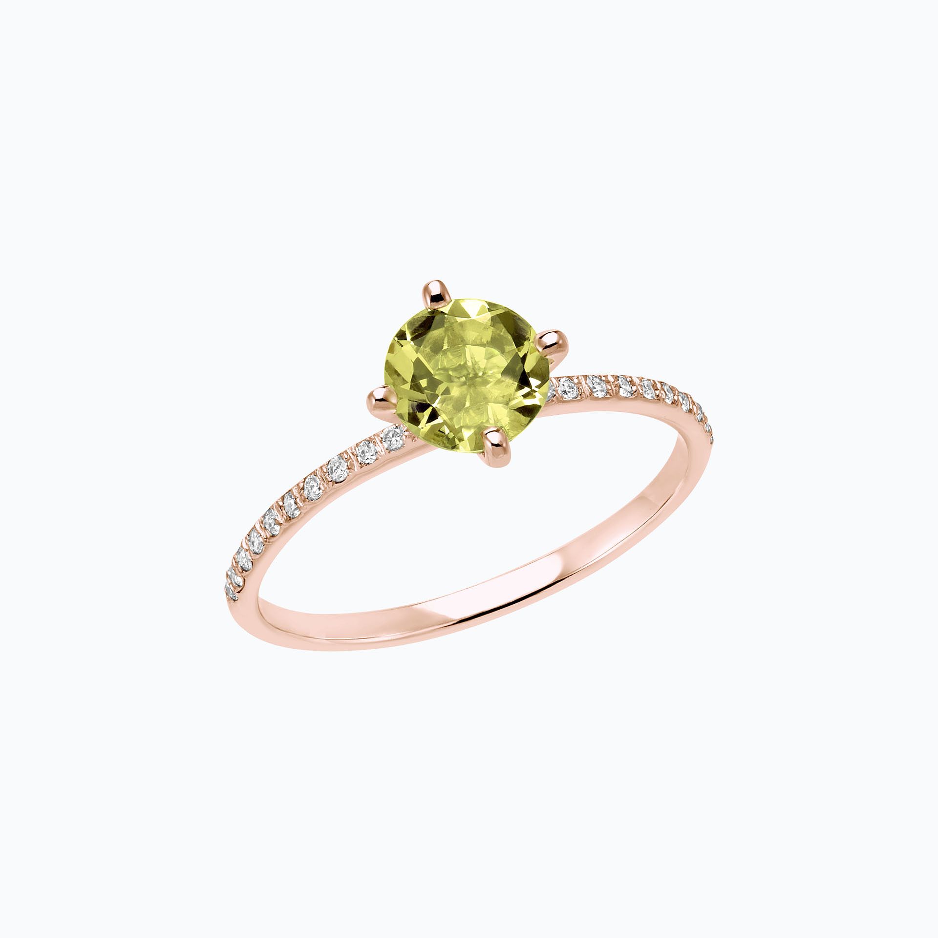 Solitaire Pavé Alva Péridot 6 mm