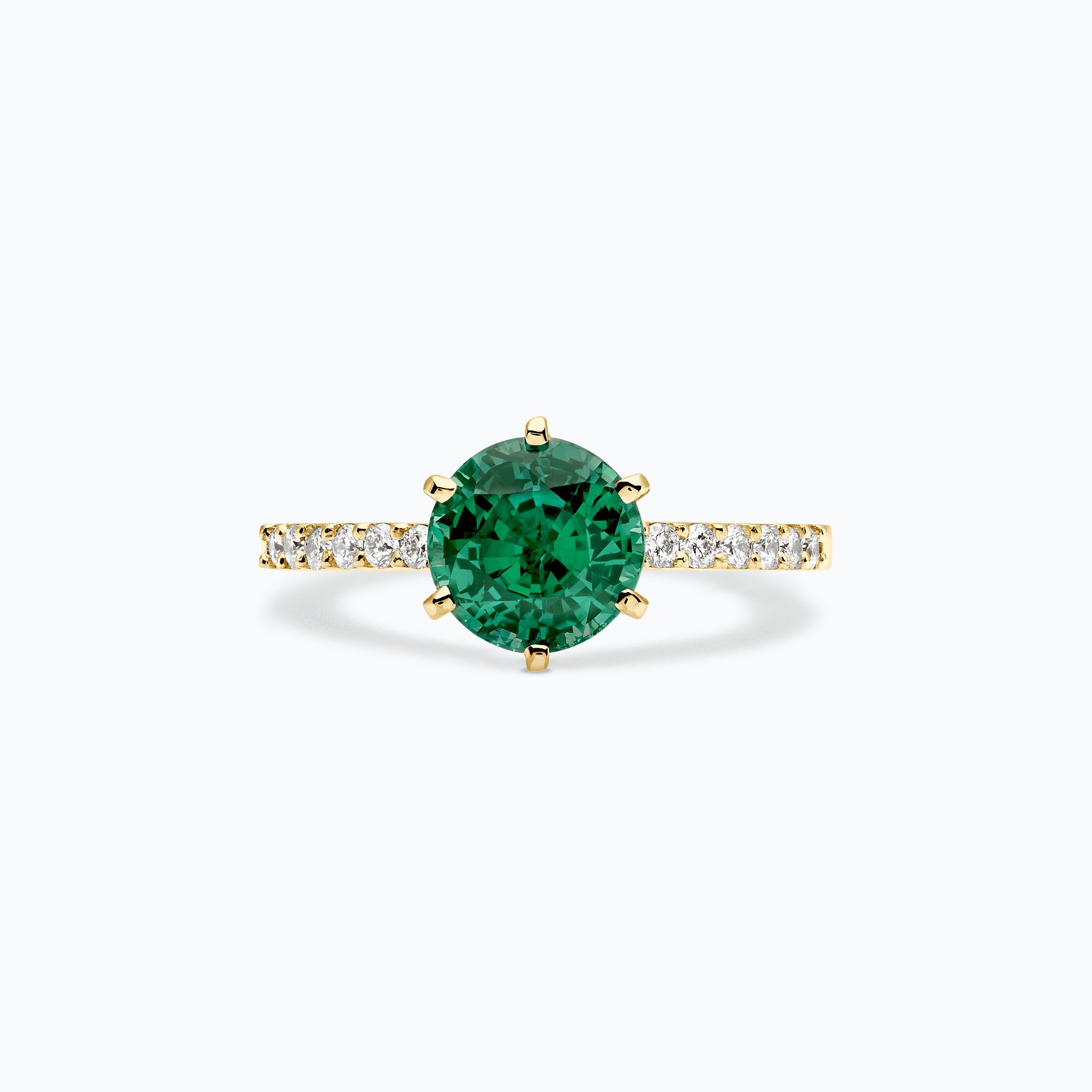 Solitaire Pavé Camille Émeraude 6 mm