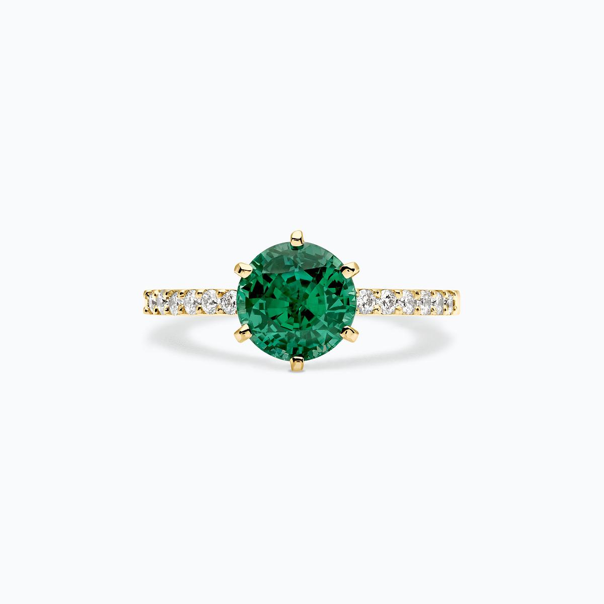 Solitaire Pavé Camille Émeraude 6 mm