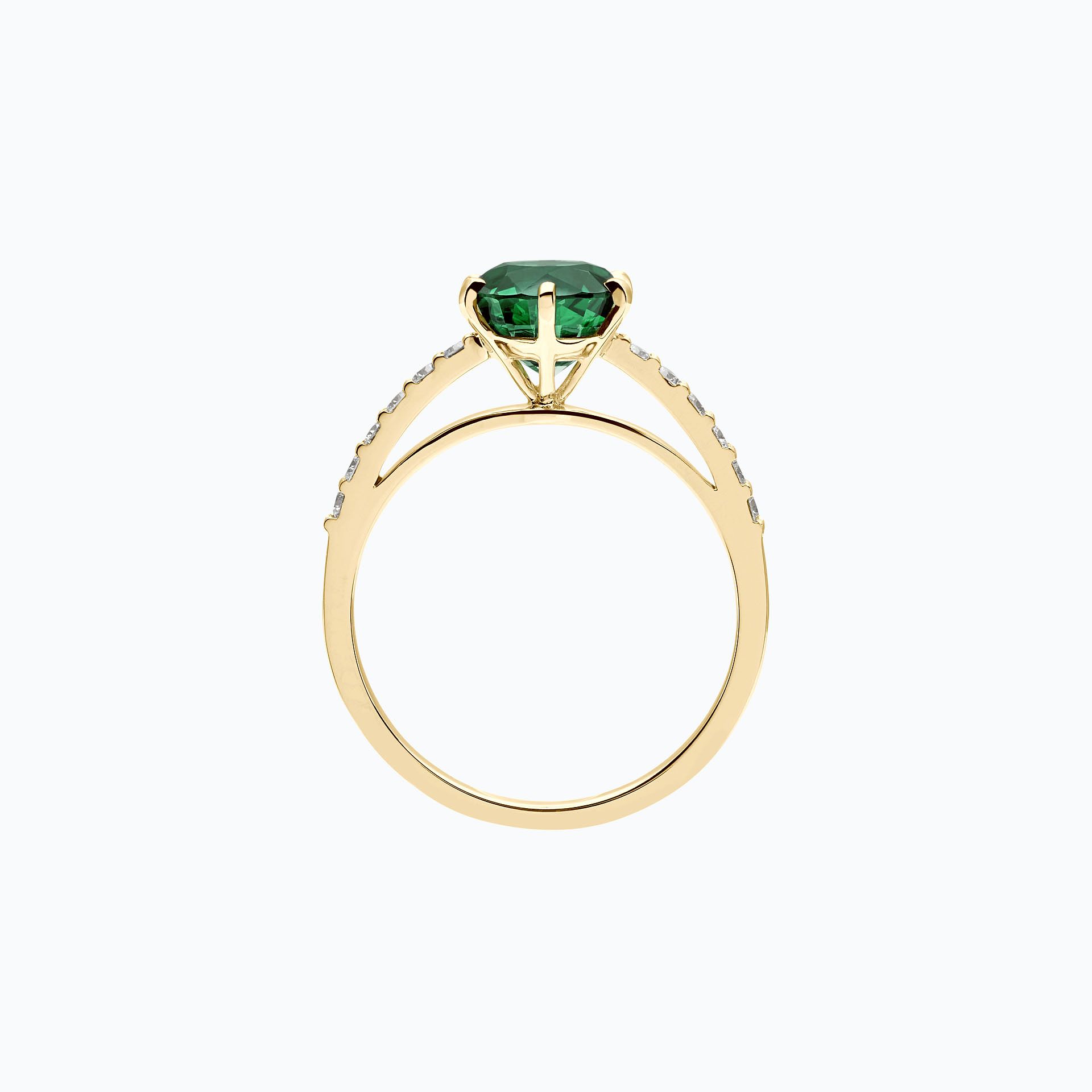 Solitaire Pavé Camille Émeraude 6 mm