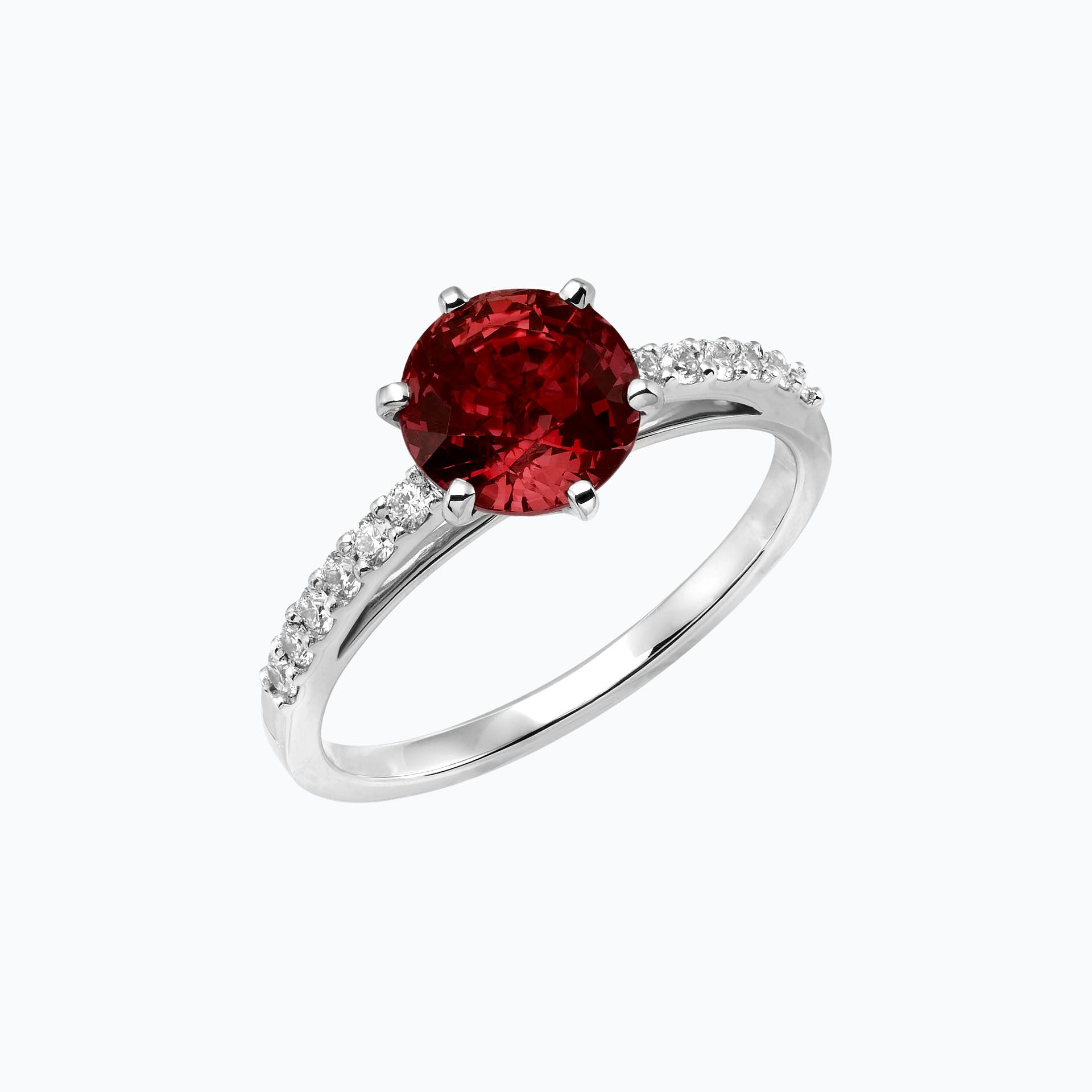 Solitaire Pavé Camille Rubis 6 mm