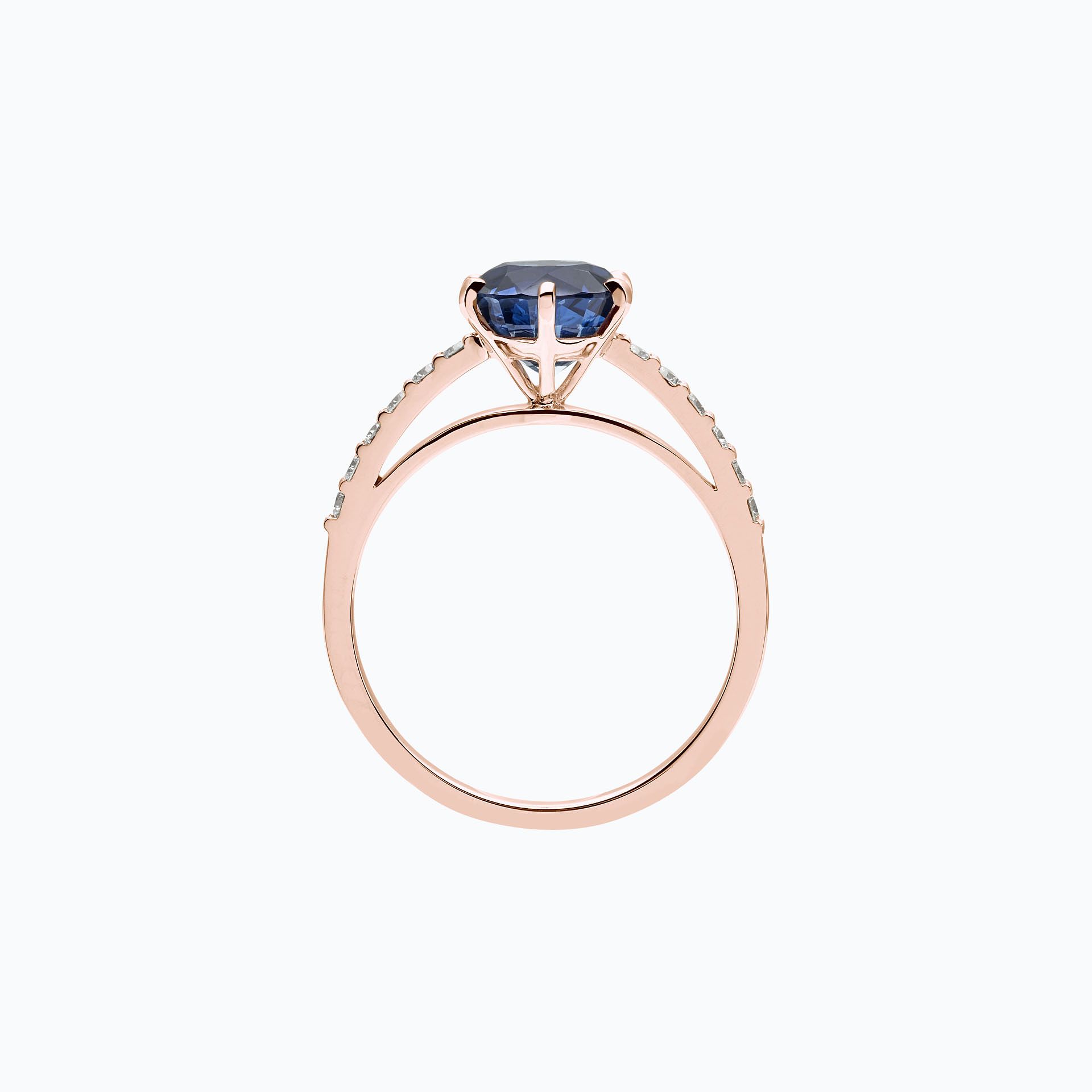 Solitaire Pavé Camille Saphir 6 mm