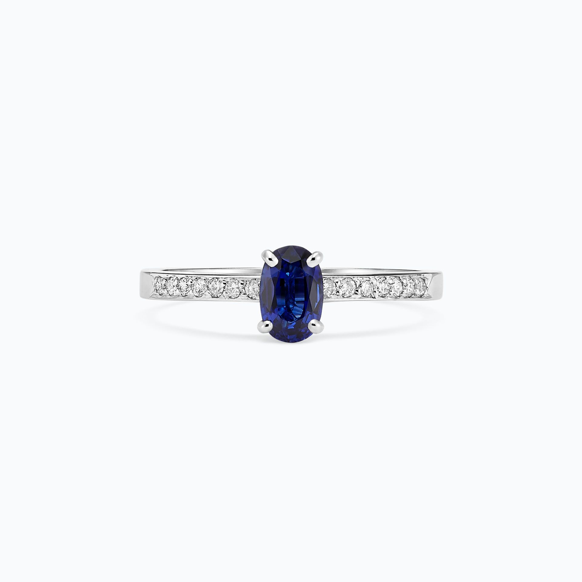 Solitaire Pavé Julia Saphir 6 x 4 mm