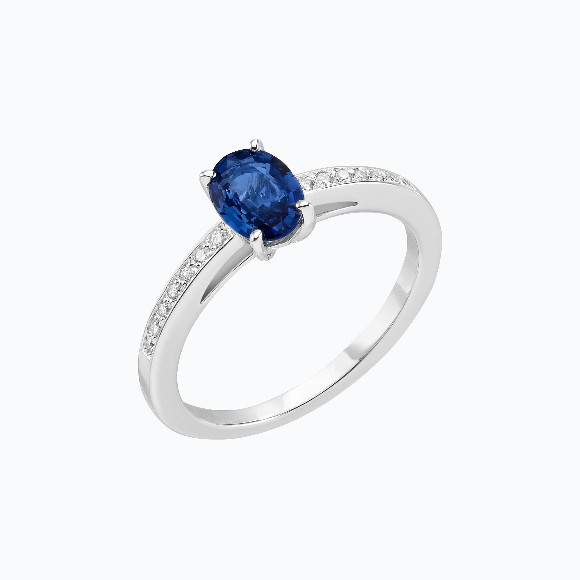 Solitaire Pavé Julia Saphir 6 x 4 mm