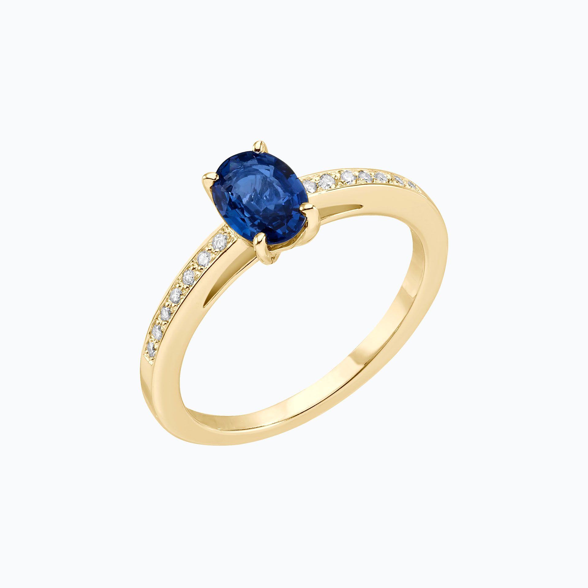 Solitaire Pavé Julia Saphir 6 x 4 mm