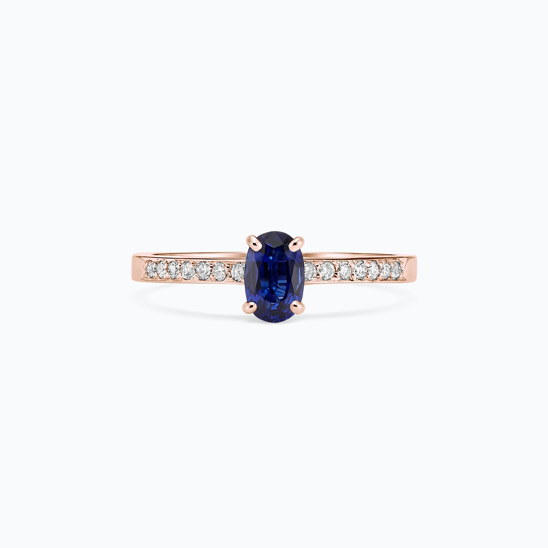 Solitaire Pavé Julia Saphir 6 x 4 mm
