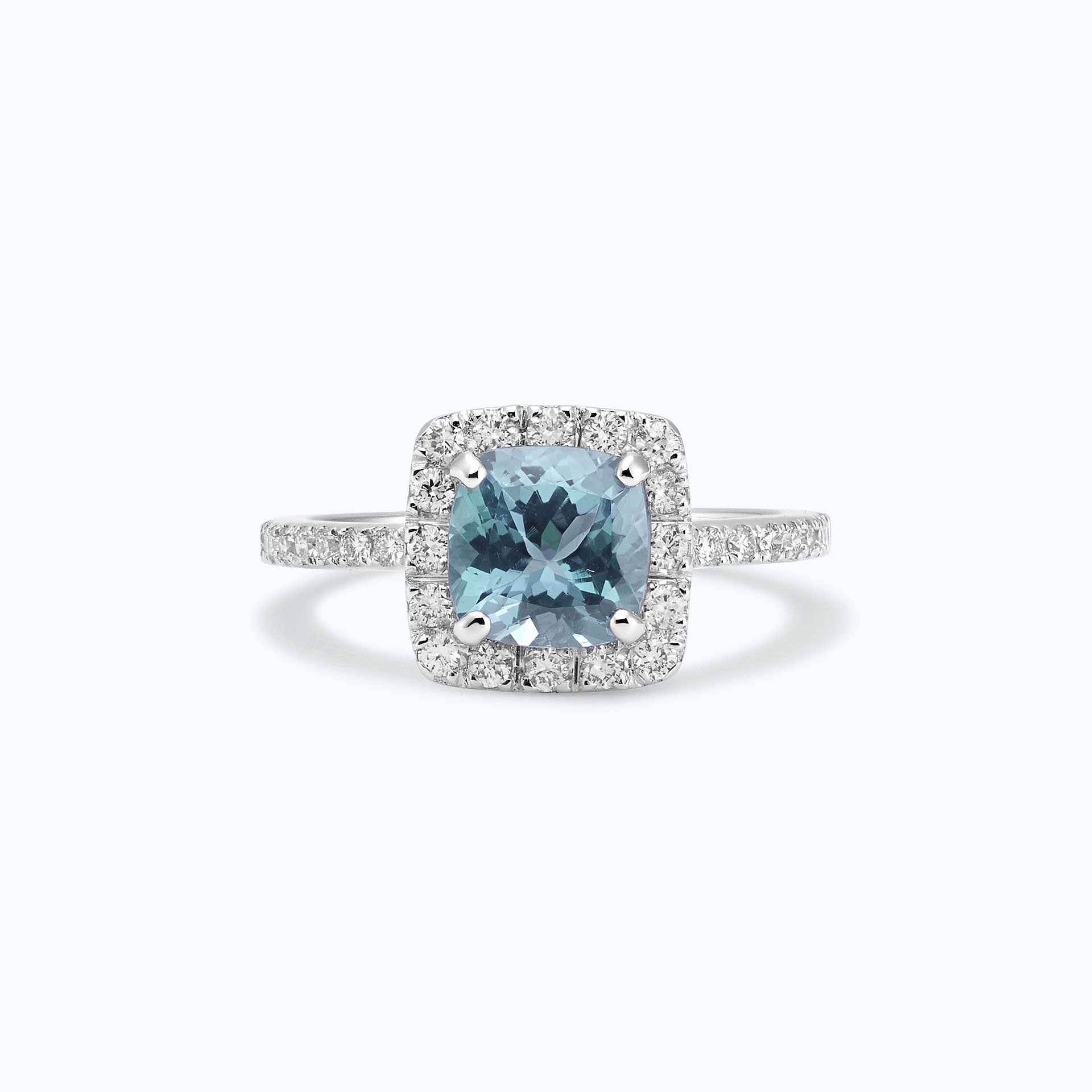 Solitaire Pavé Lys Aigue-marine