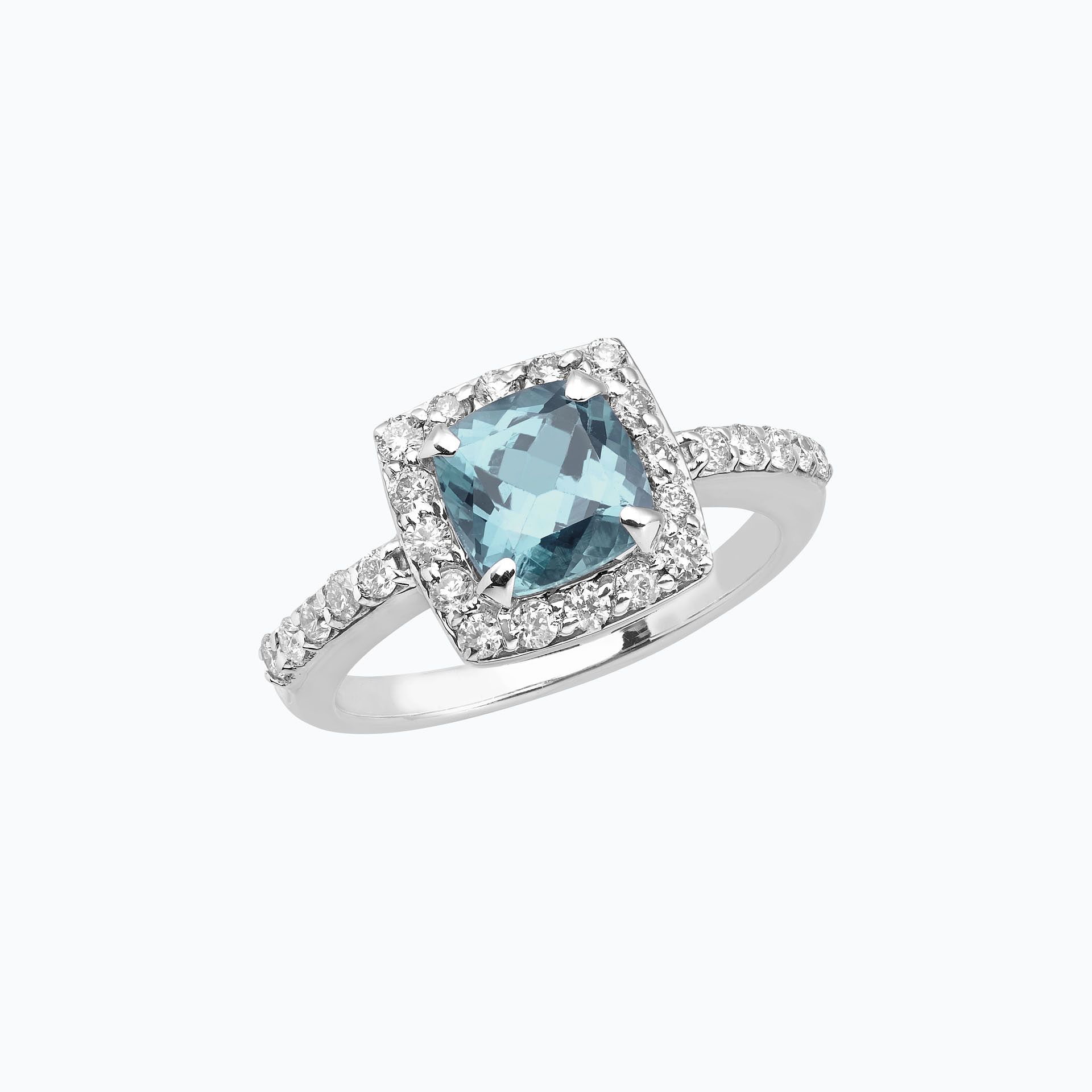 Solitaire Pavé Lys Aigue-marine