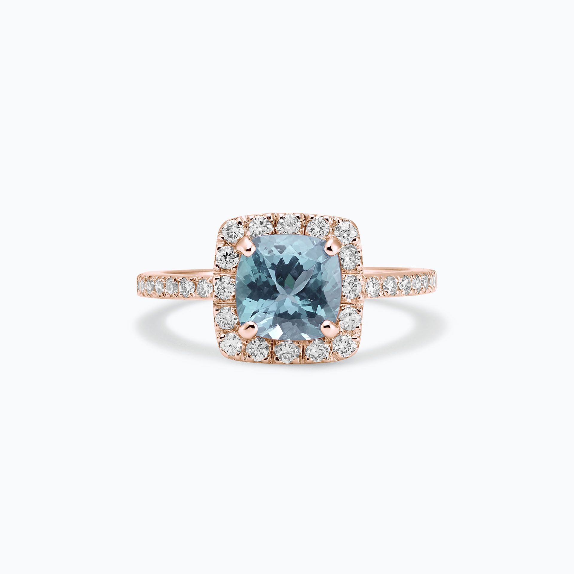 Solitaire Pavé Lys Aigue-marine