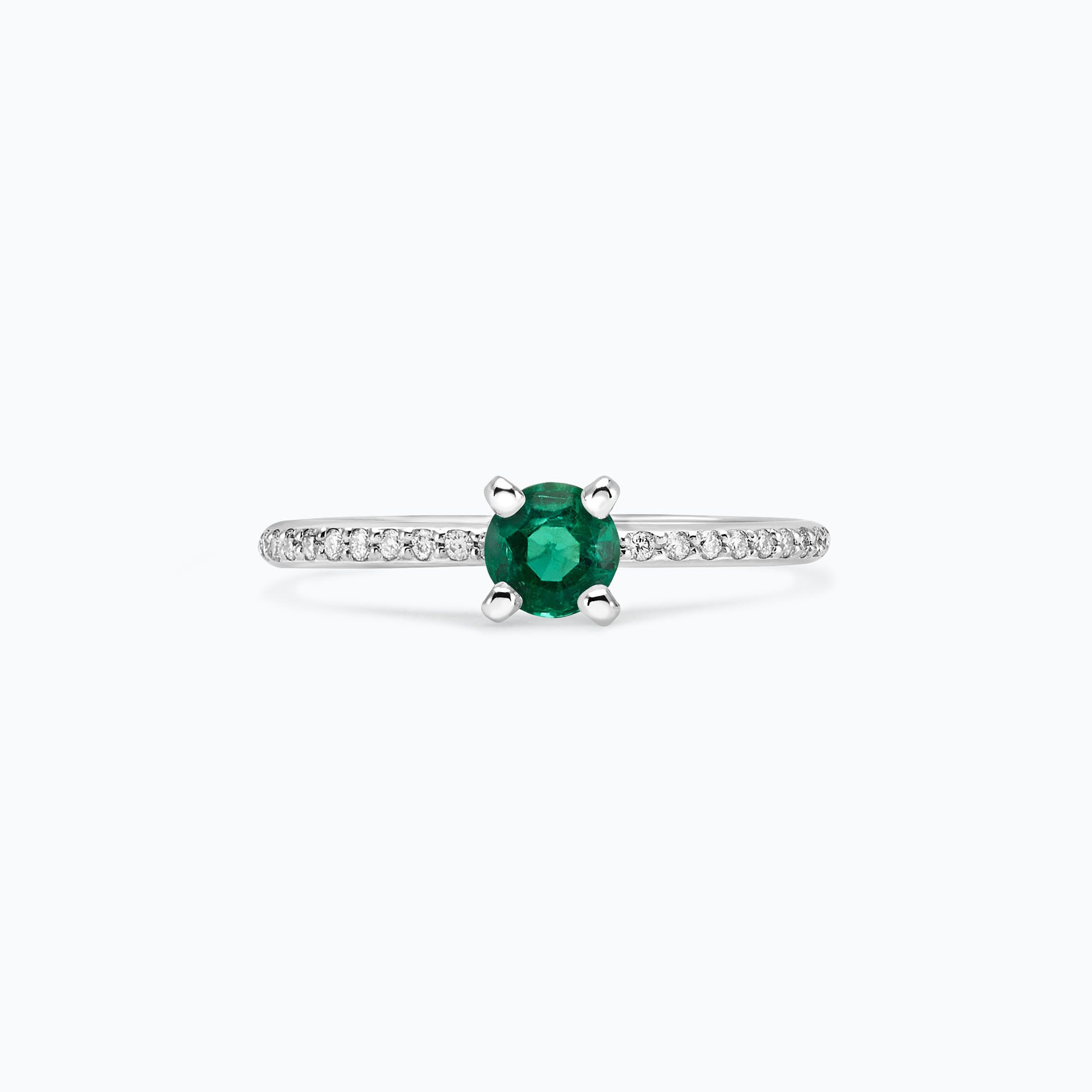 Solitaire Pavé Séléné Émeraude 4.5 mm