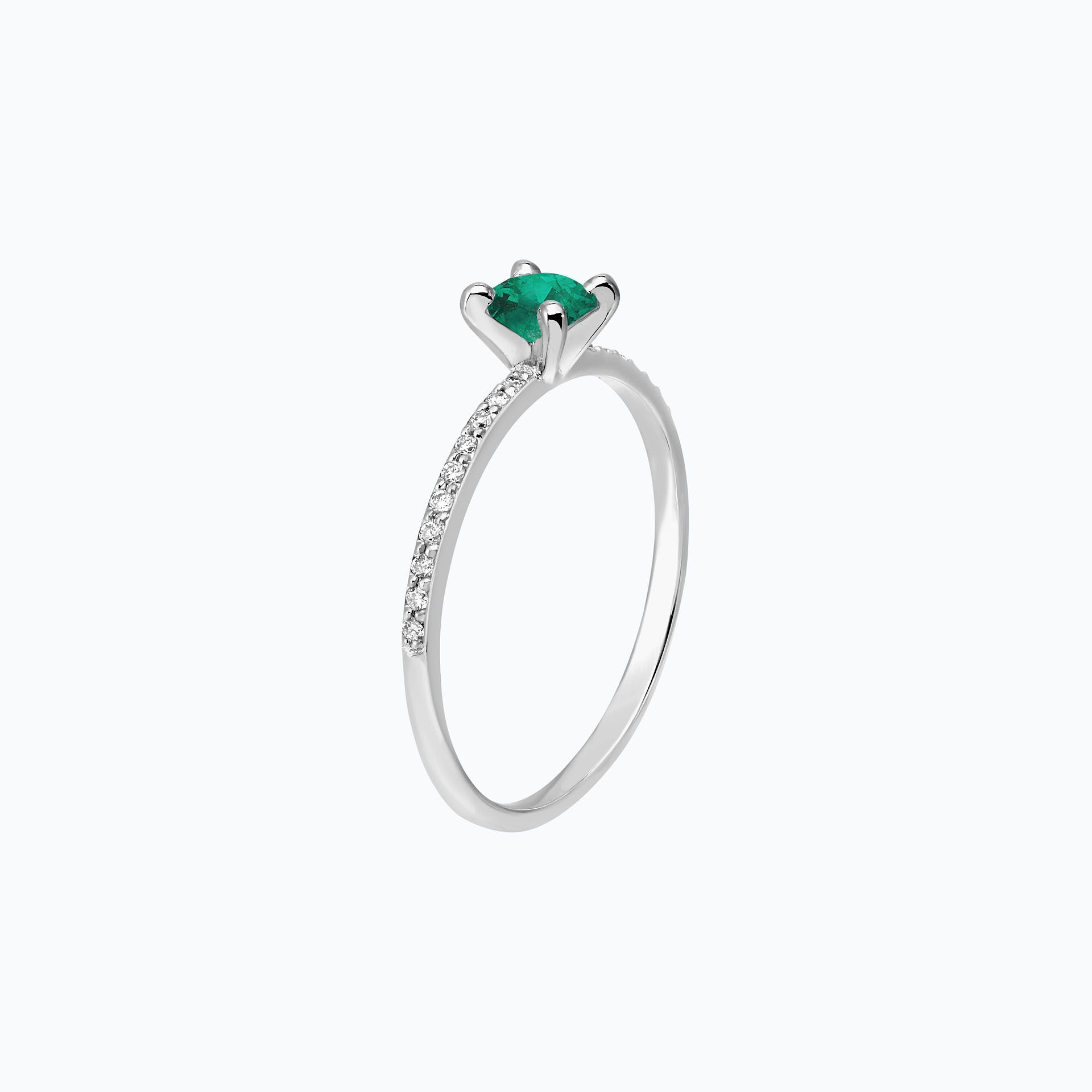 Solitaire Pavé Séléné Émeraude 4.5 mm