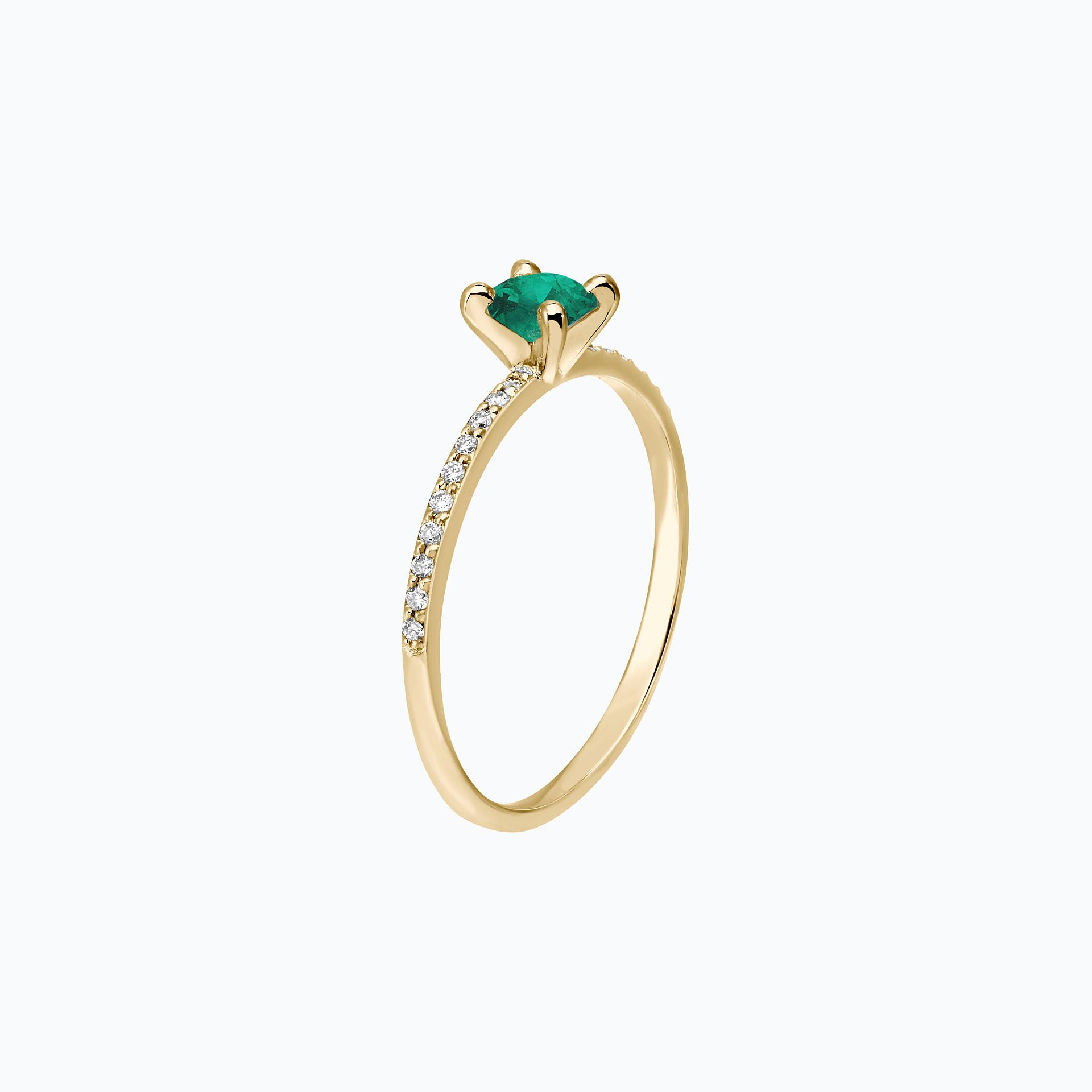 Solitaire Pavé Séléné Émeraude 4.5 mm