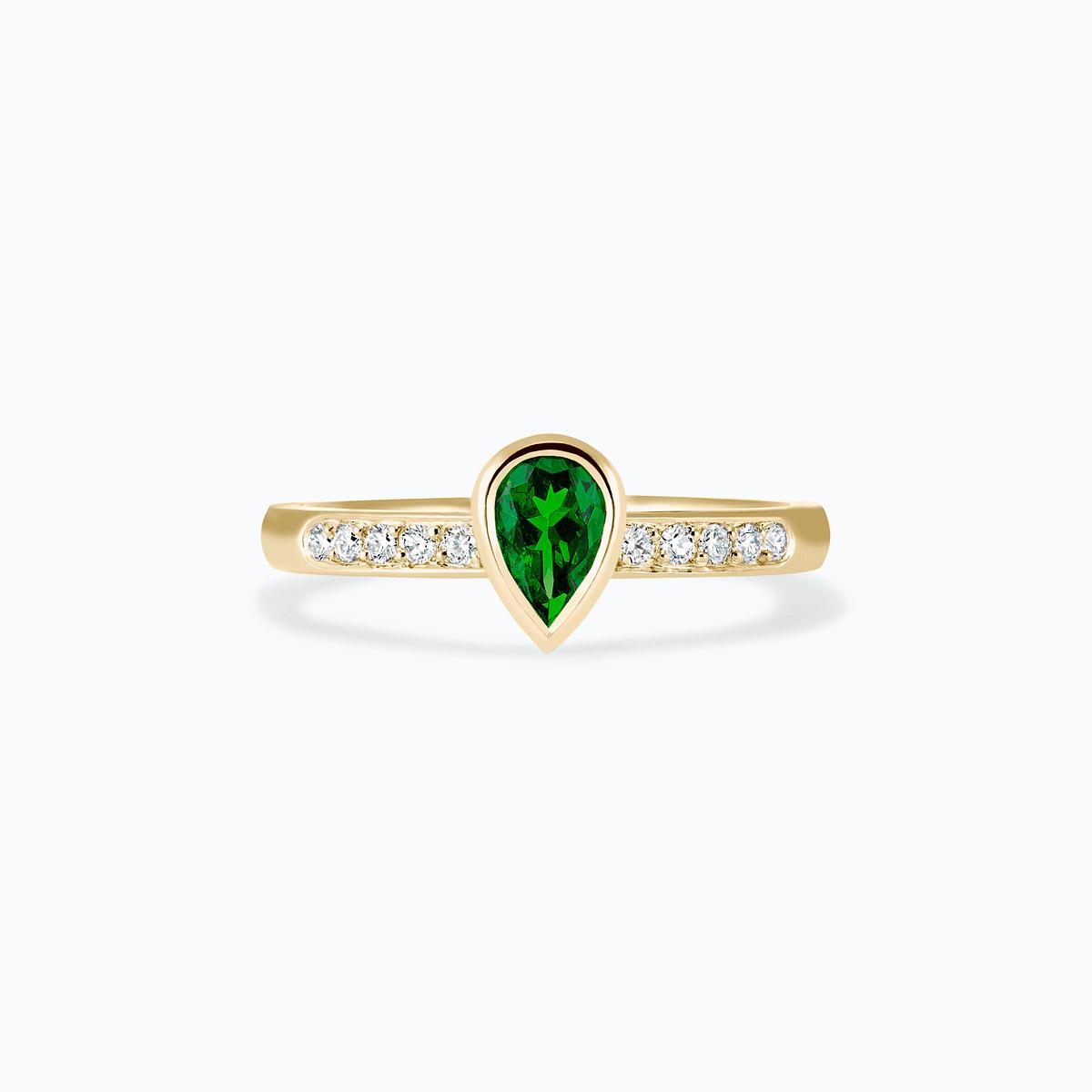 Solitaire Pavé Svadha Tsavorite 6 x 4 mm