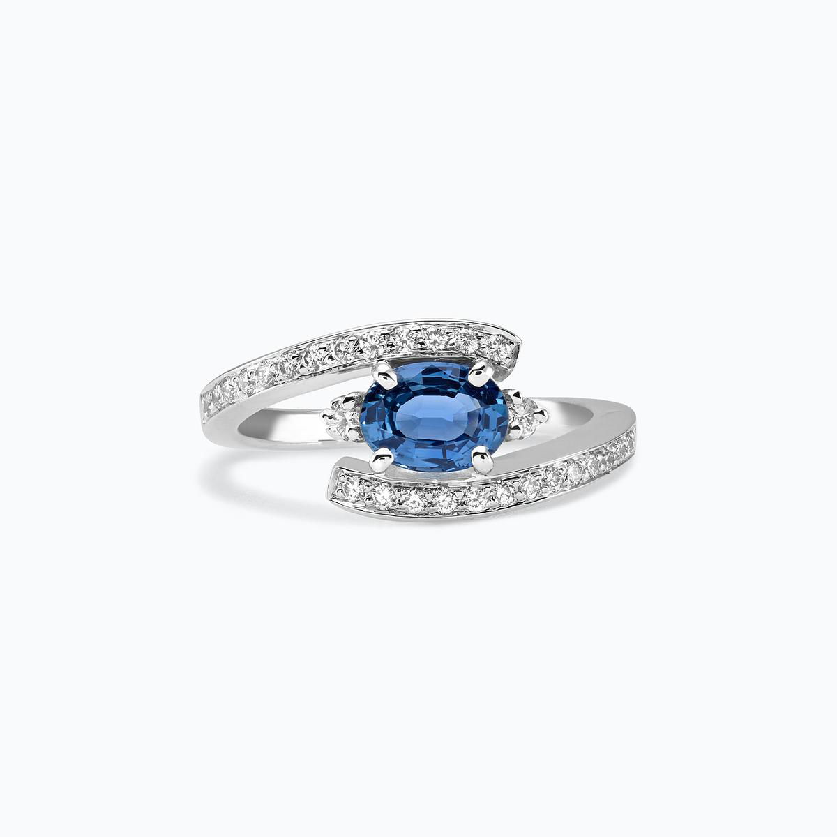 Solitaire Pavé Twist Royal Saphir