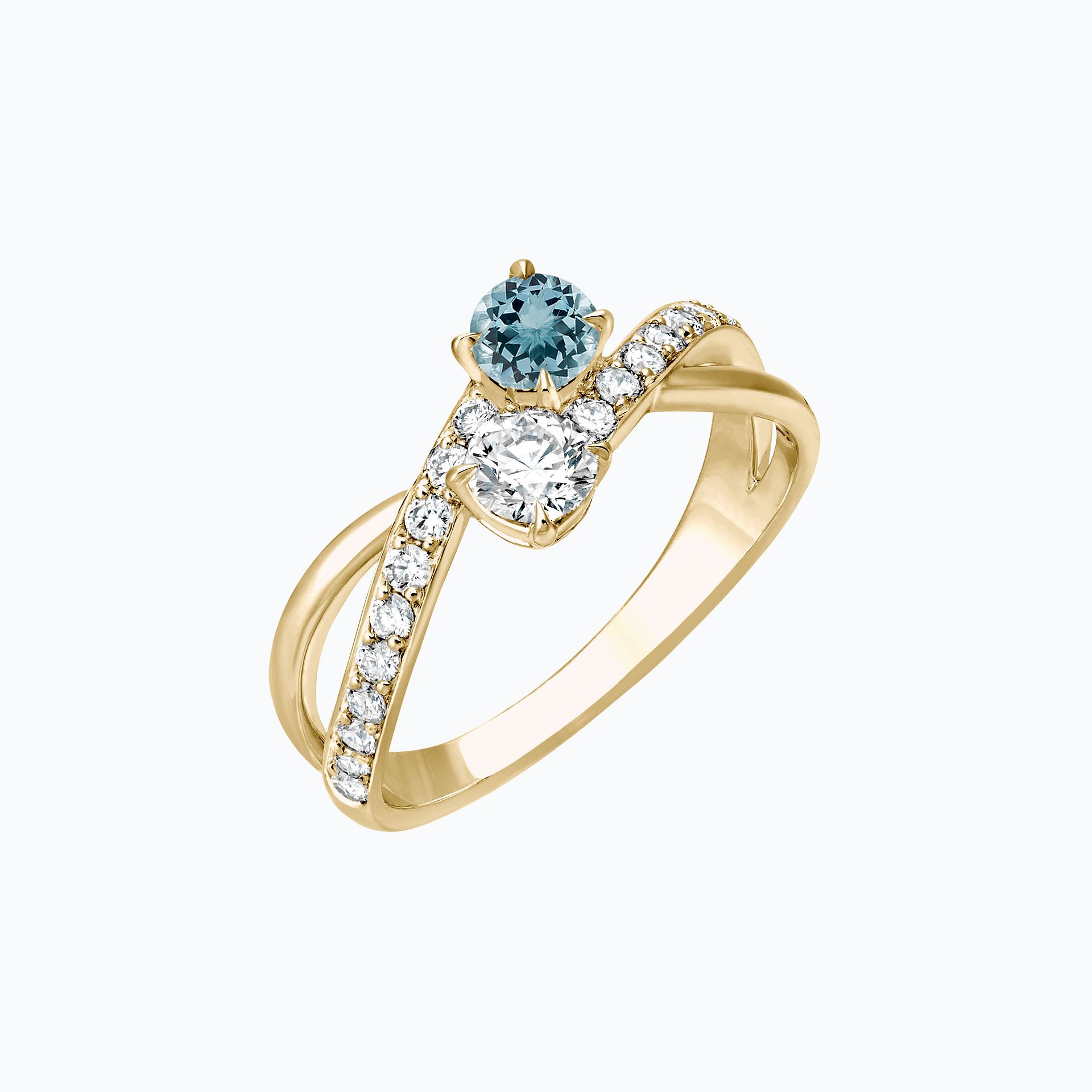 Solitaire De Beauvoir et Sartre Aigue-Marine