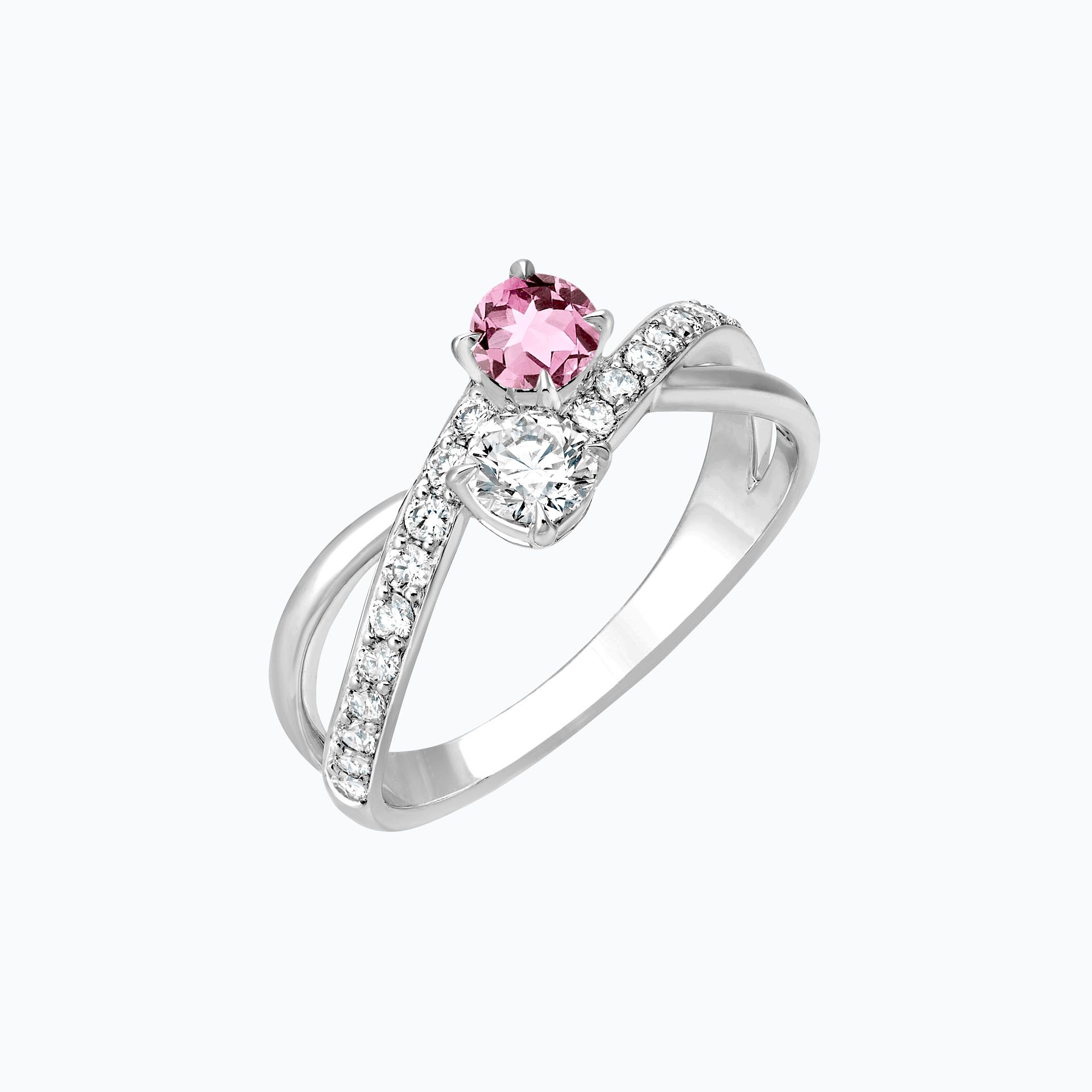 Solitaire De Beauvoir et Sartre Saphir Rose Poudré