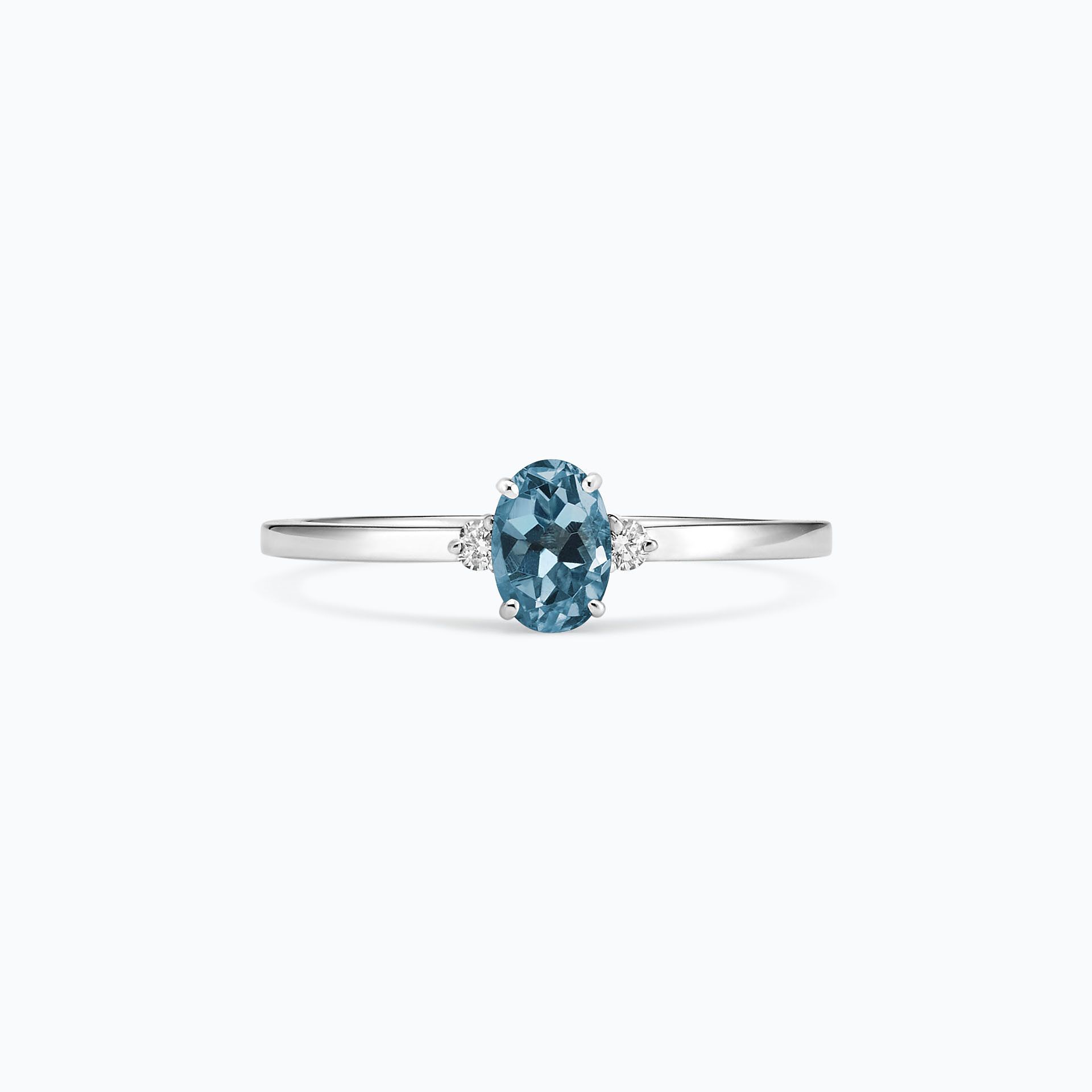 Solitaire Elisabeth Aigue-Marine 6 x 4 mm