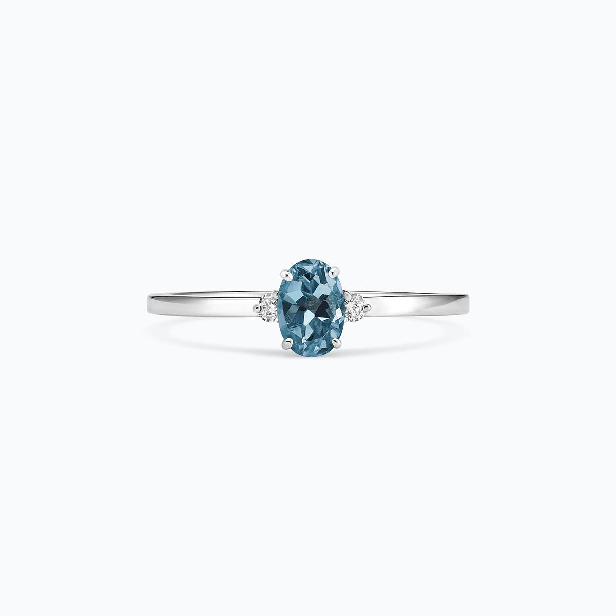 Solitaire Elisabeth Aigue-Marine 6 x 4 mm