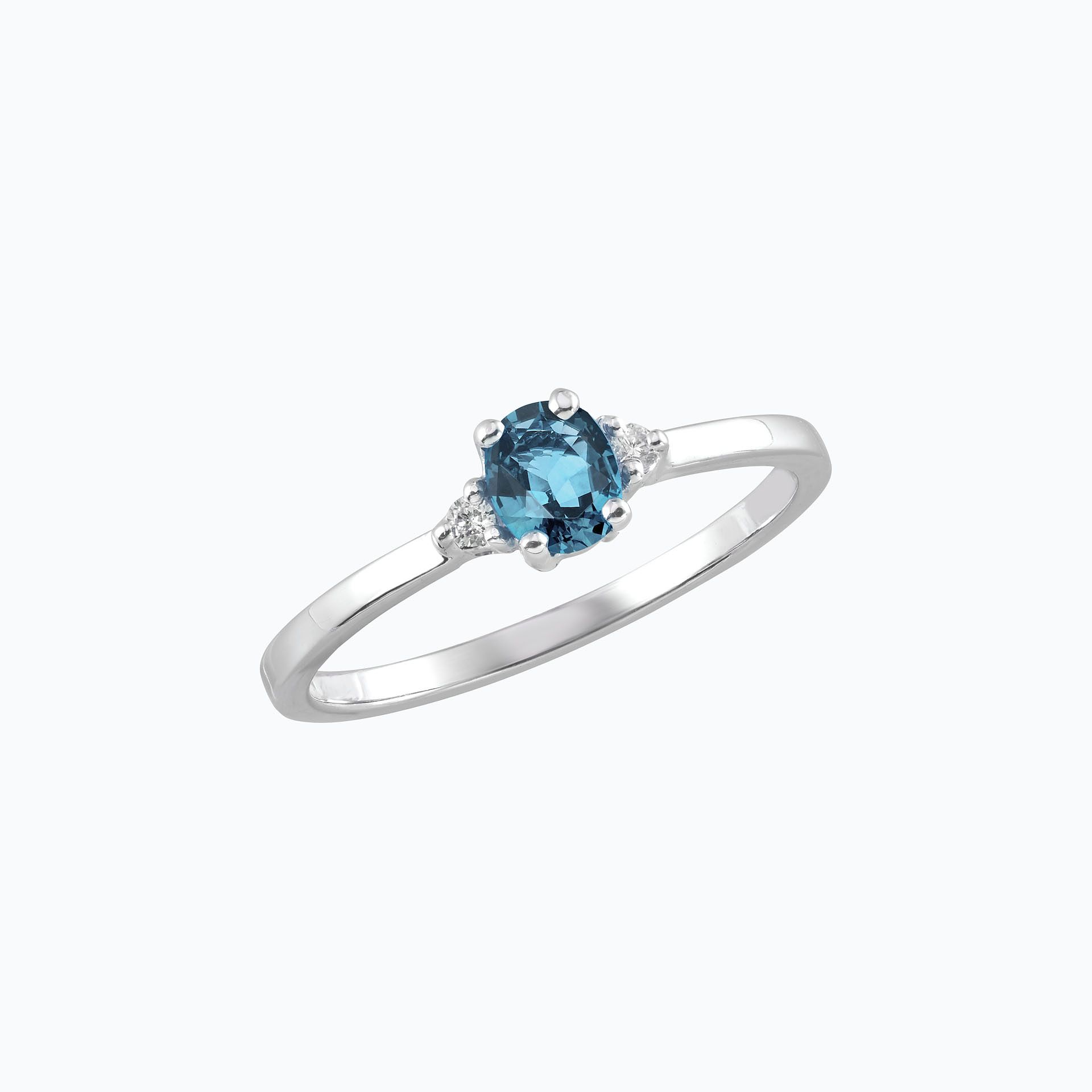 Solitaire Elisabeth Aigue-Marine 6 x 4 mm