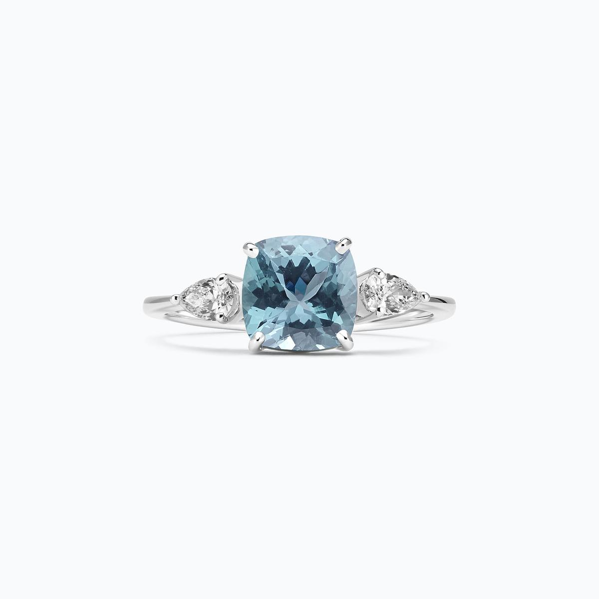 Solitaire Buckingham Aigue-Marine 7 x 7 mm