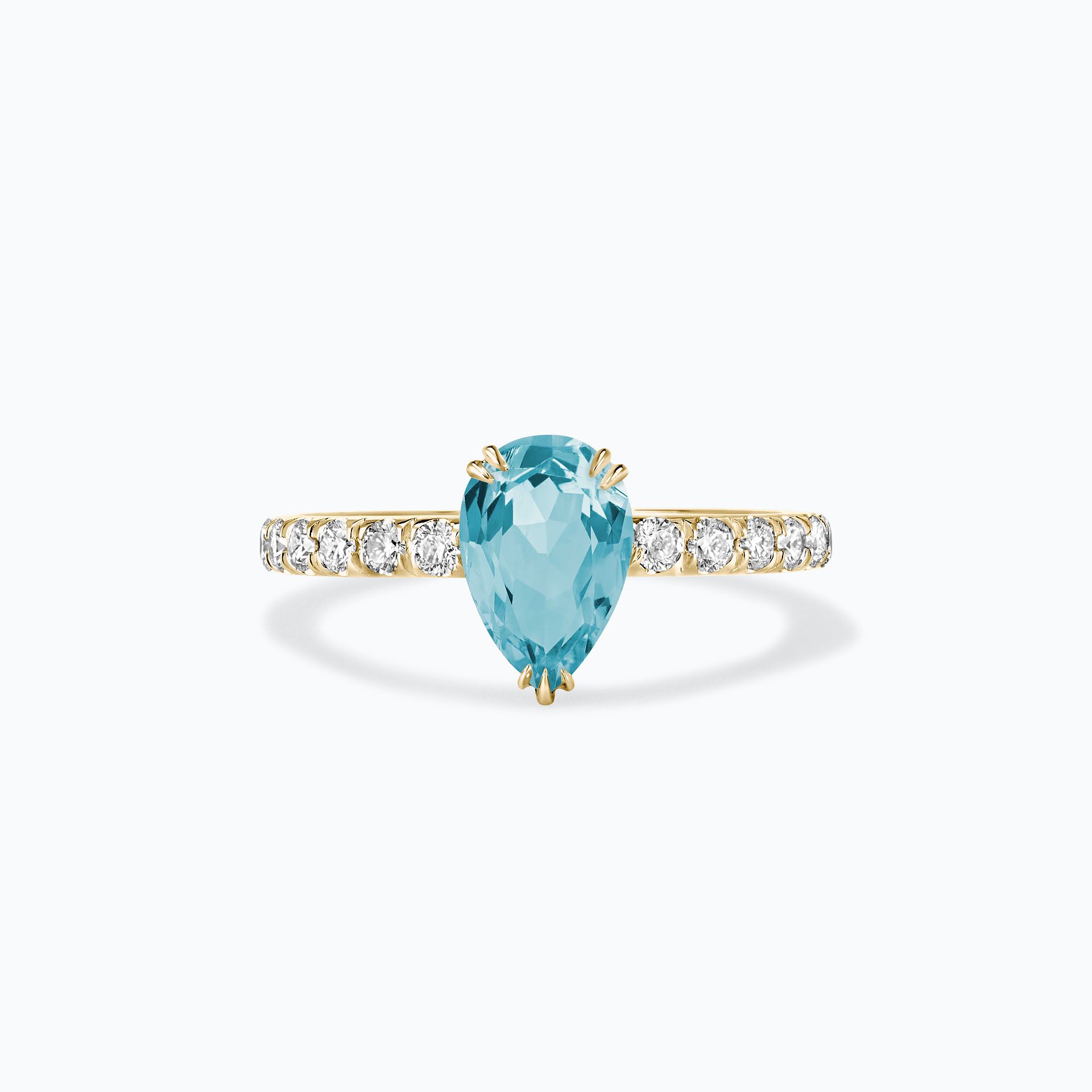 Solitaire Pavé Calla Aigue-Marine 8 x 6 mm