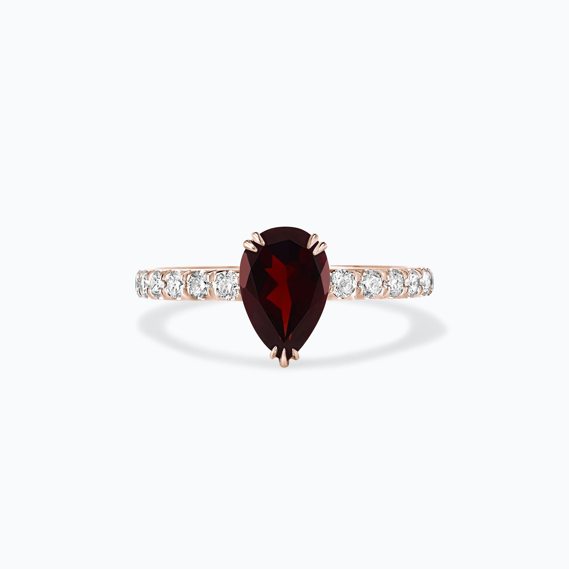 Solitaire Pavé Calla Grenat 8 x 6 mm