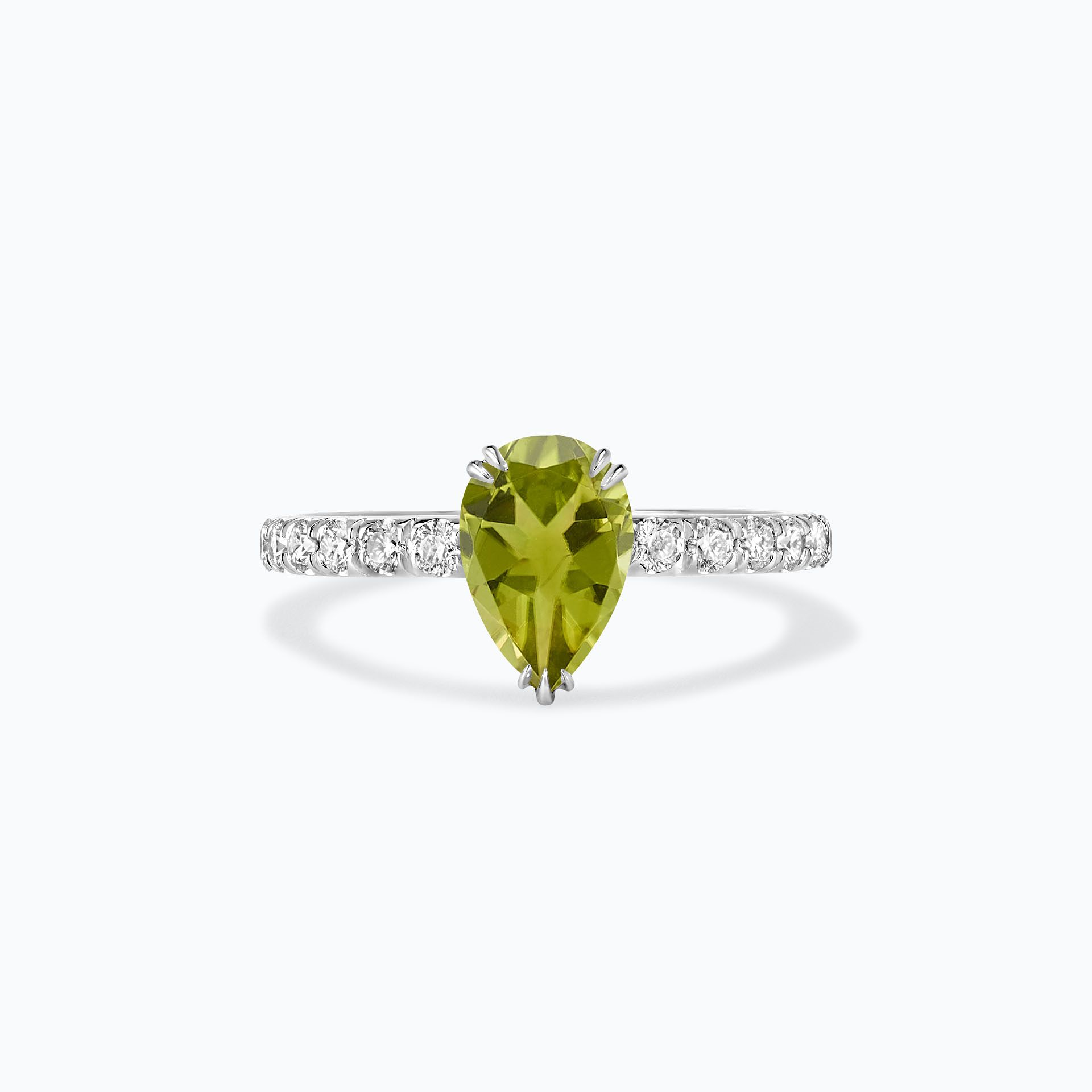 Solitaire Pavé Calla Péridot 8 x 6 mm