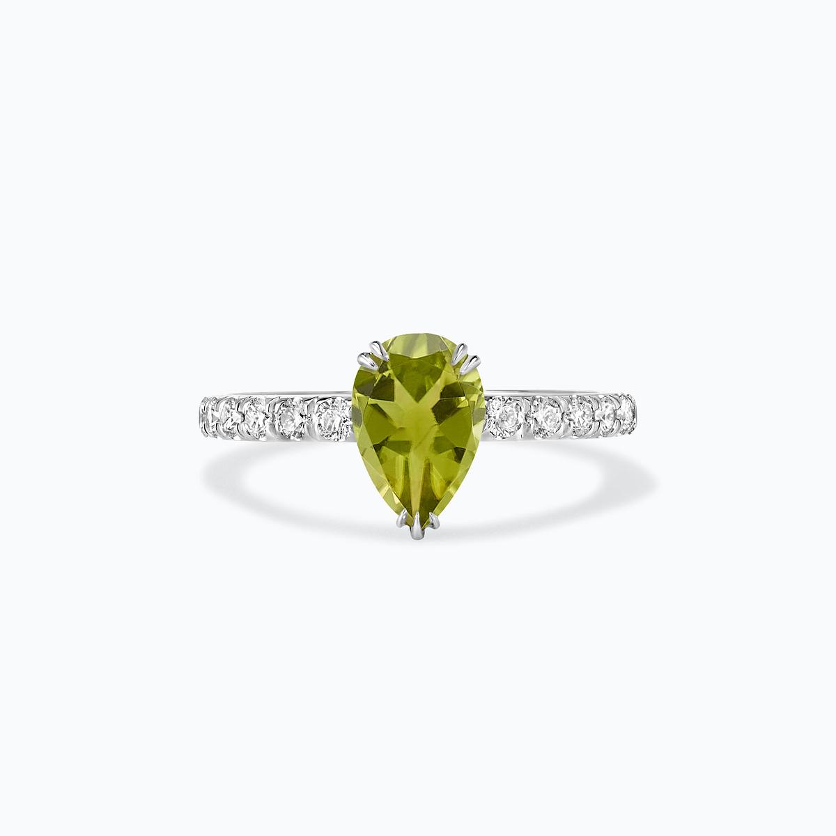 Solitaire Pavé Calla Péridot 8 x 6 mm