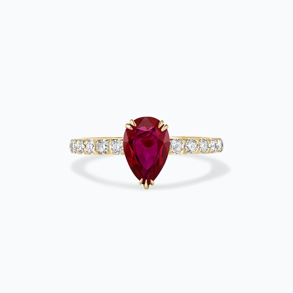 Solitaire Pavé Calla Rubis 8 x 6 mm