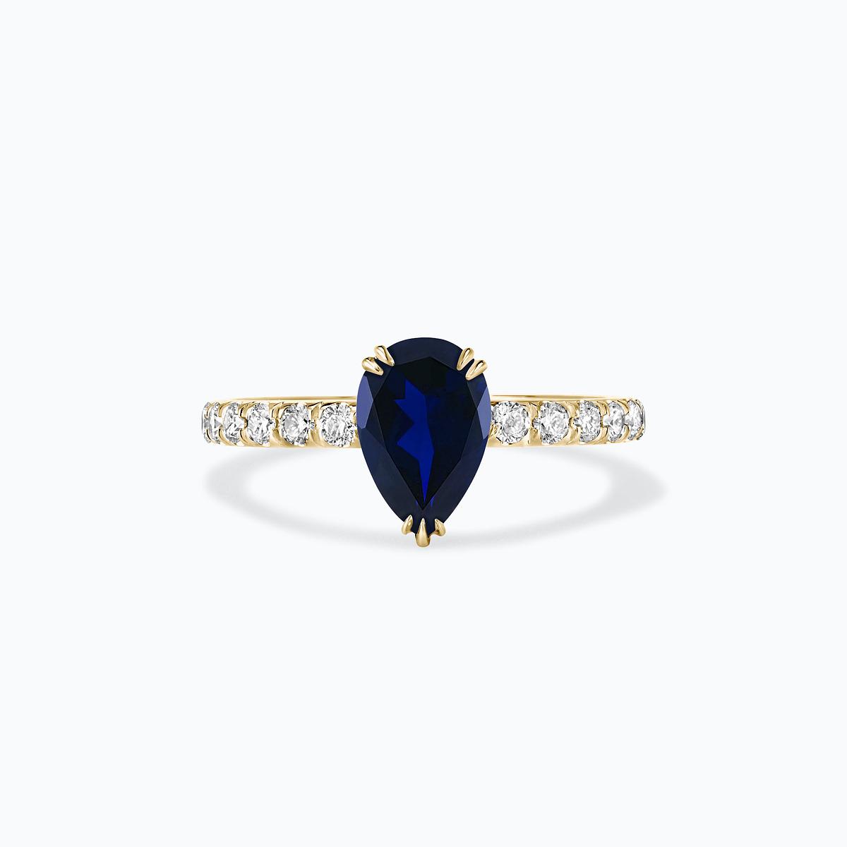 Solitaire Pavé Calla Saphir 8 x 6 mm