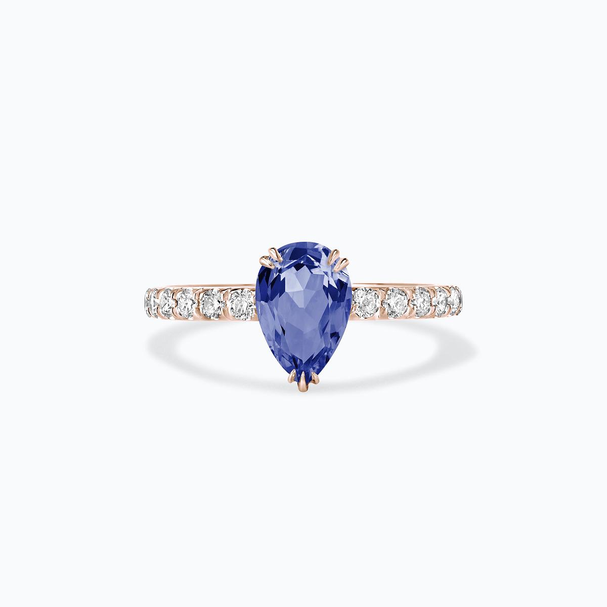 Solitaire Pavé Calla Tanzanite 8 x 6 mm