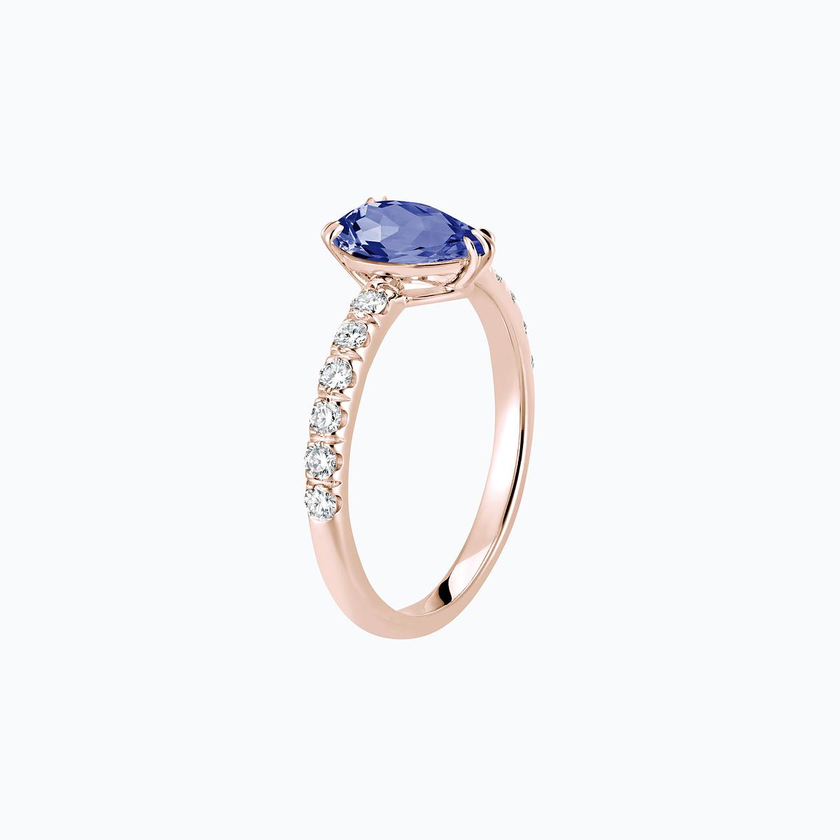 Solitaire Pavé Calla Tanzanite 8 x 6 mm