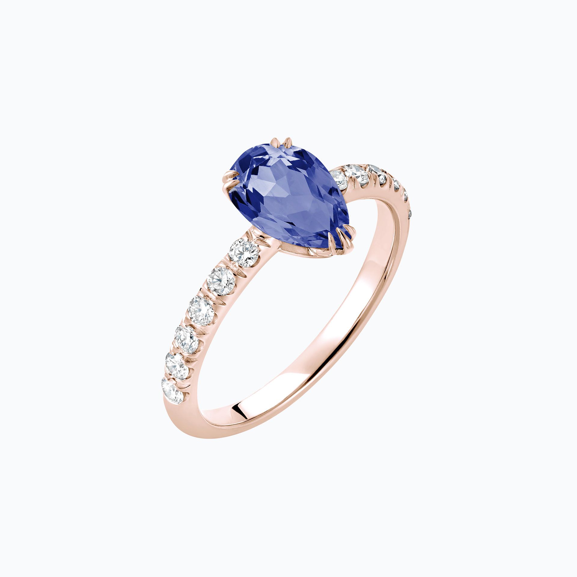 Solitaire Pavé Calla Tanzanite 8 x 6 mm