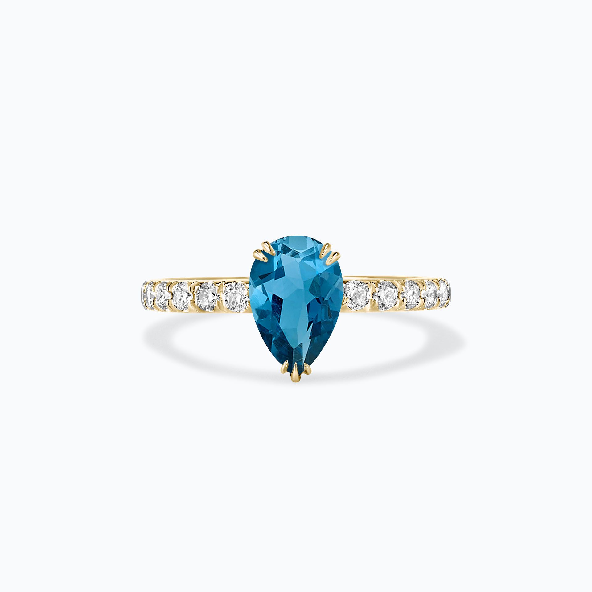 Solitaire Pavé Calla Topaze Blue London 8 x 6 mm