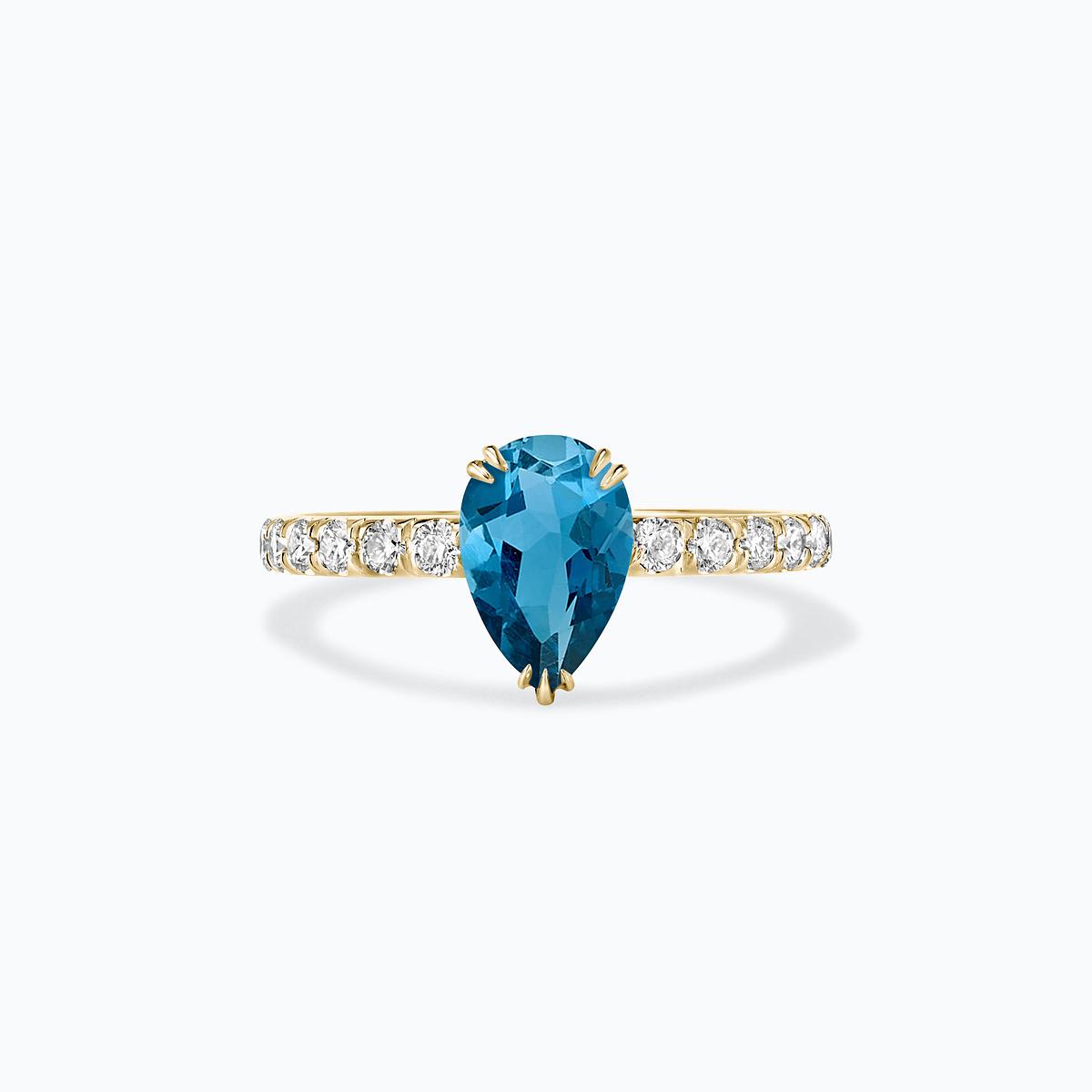 Solitaire Pavé Calla Topaze Blue London 8 x 6 mm