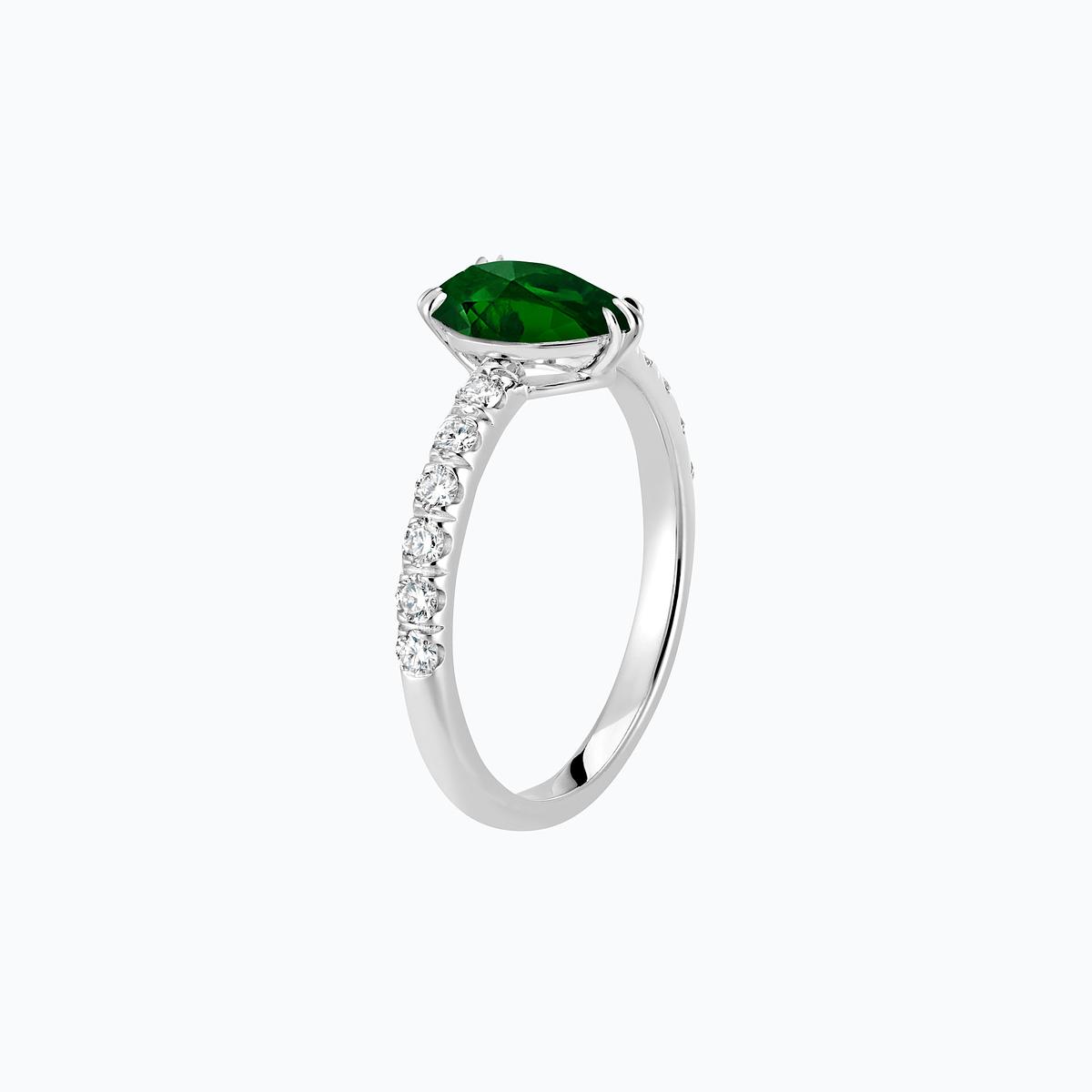 Solitaire Pavé Calla Tsavorite 8 x 6 mm