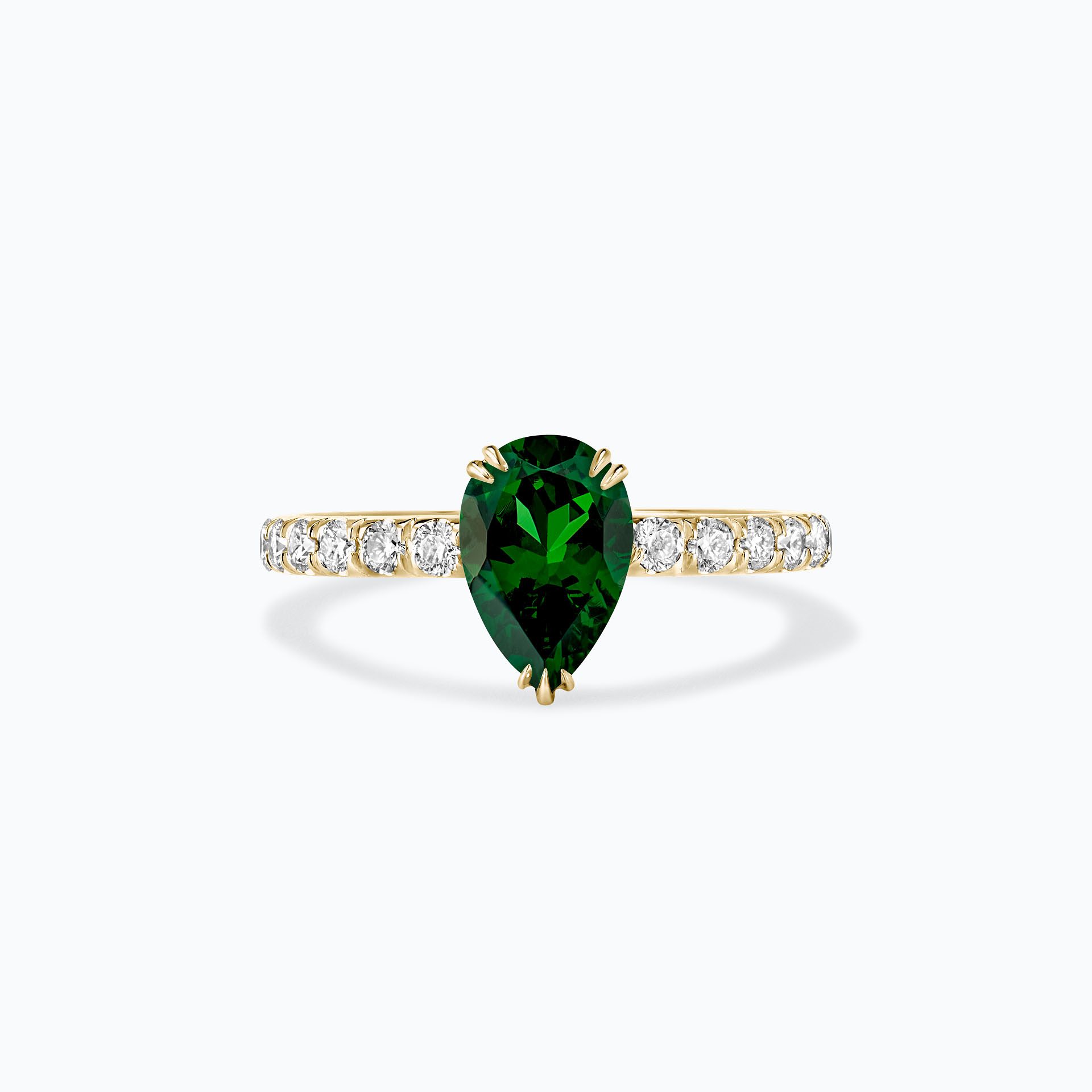 Solitaire Pavé Calla Tsavorite 8 x 6 mm