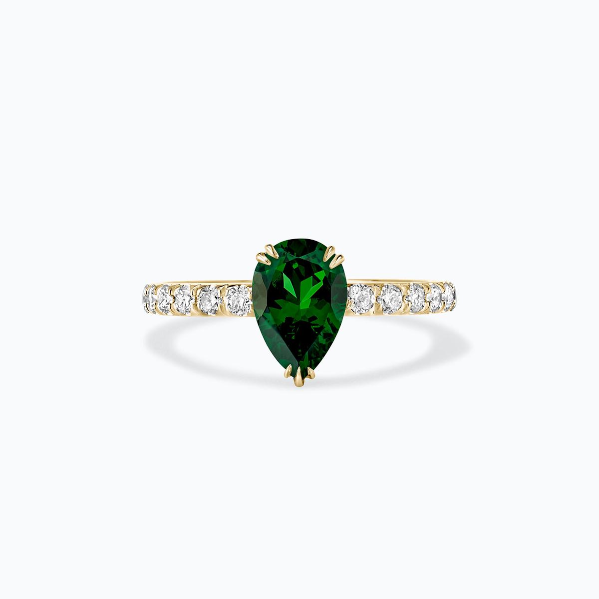Solitaire Pavé Calla Tsavorite 8 x 6 mm