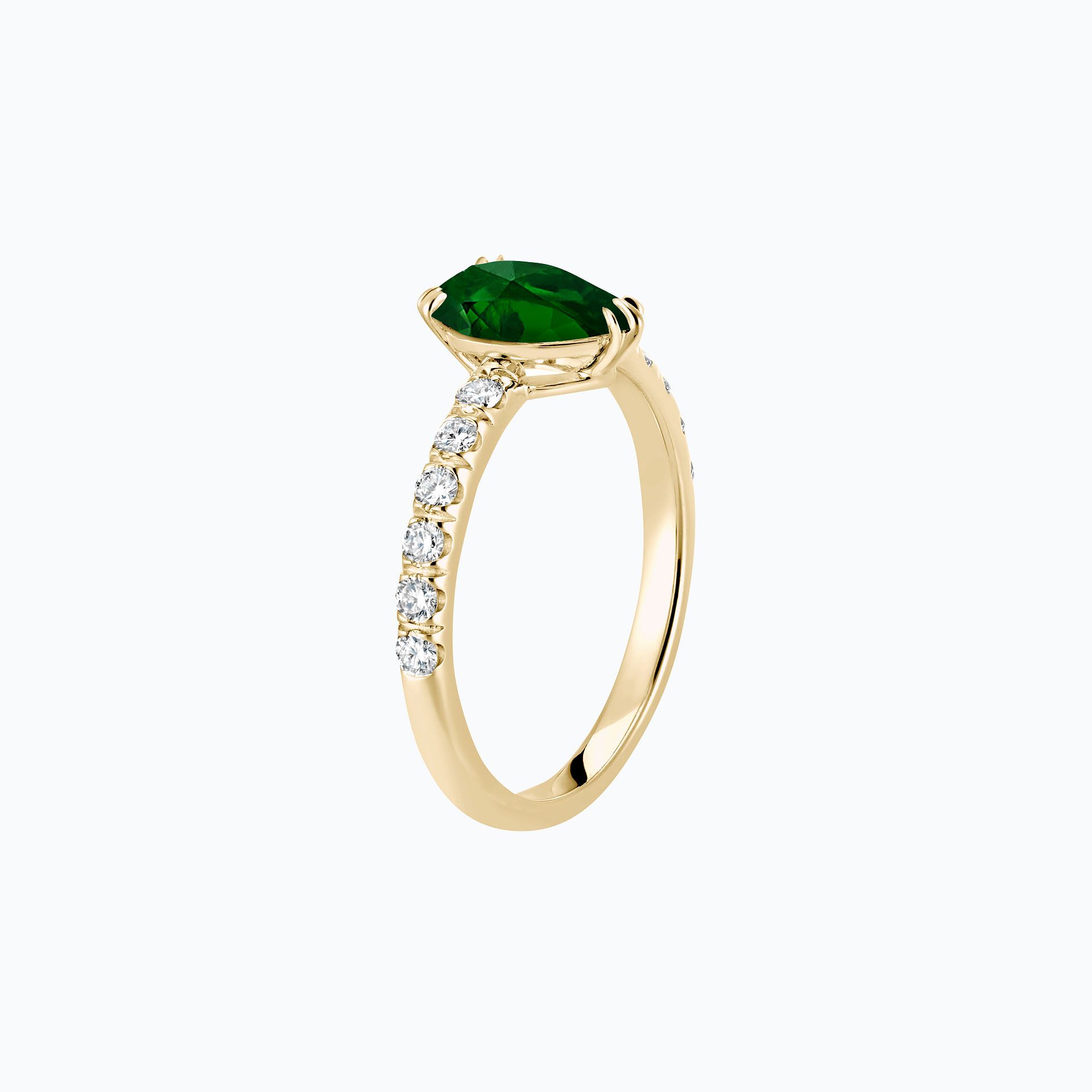 Solitaire Pavé Calla Tsavorite 8 x 6 mm