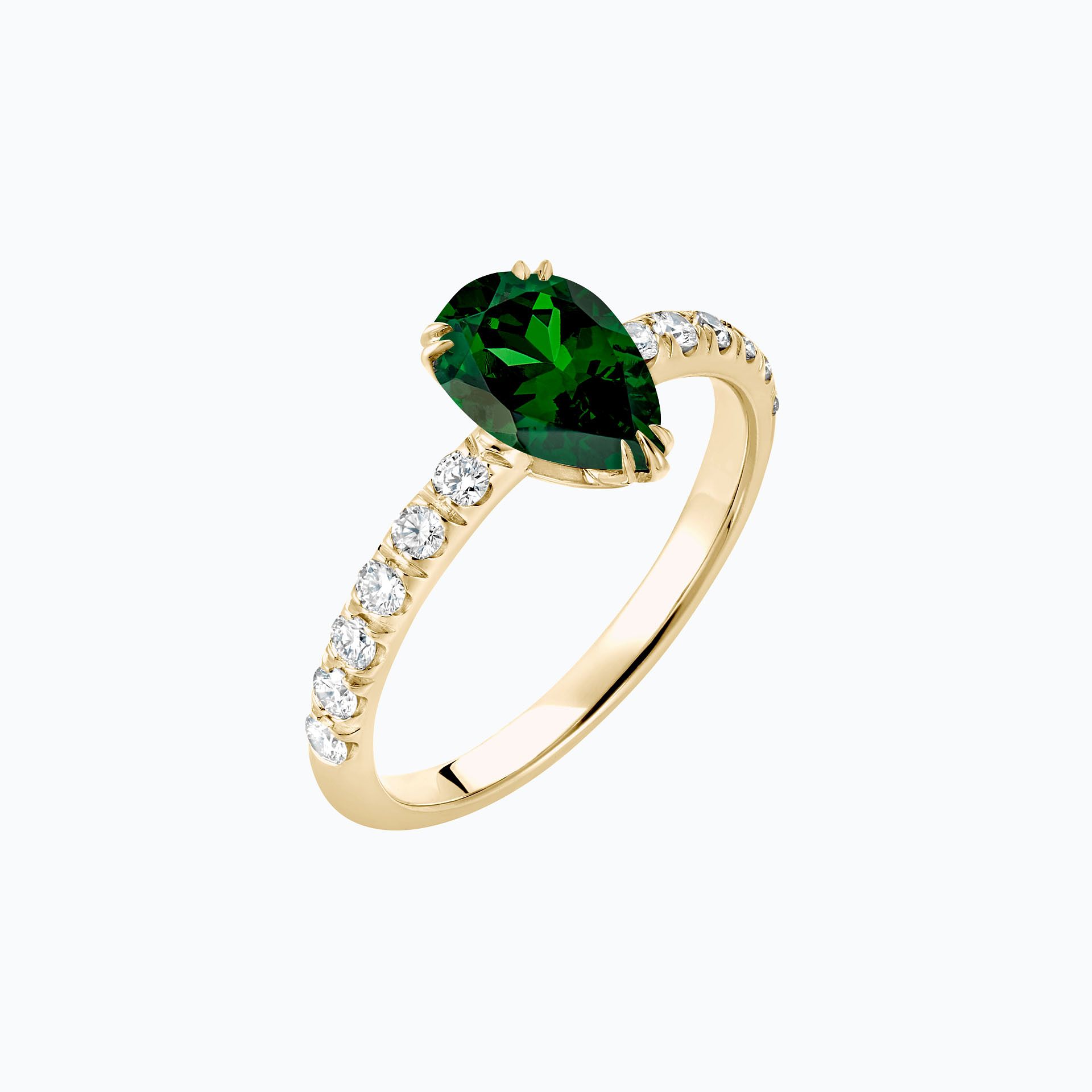 Solitaire Pavé Calla Tsavorite 8 x 6 mm