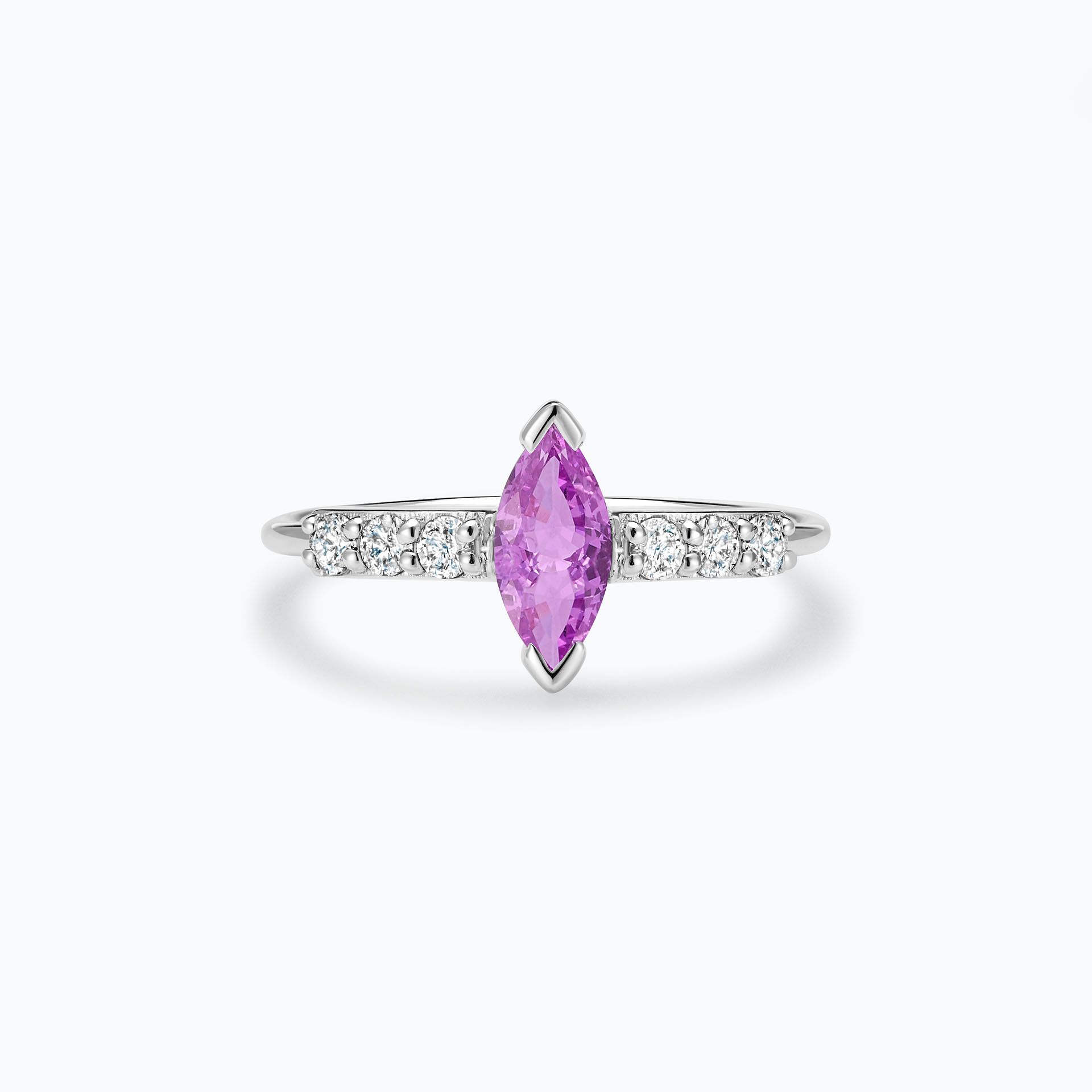 Solitaire Pavé Éthéa Saphir Rose
