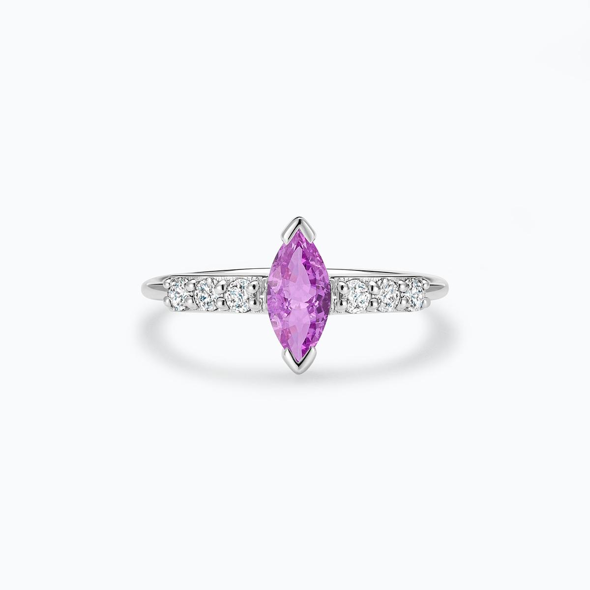 Solitaire Pavé Éthéa Saphir Rose