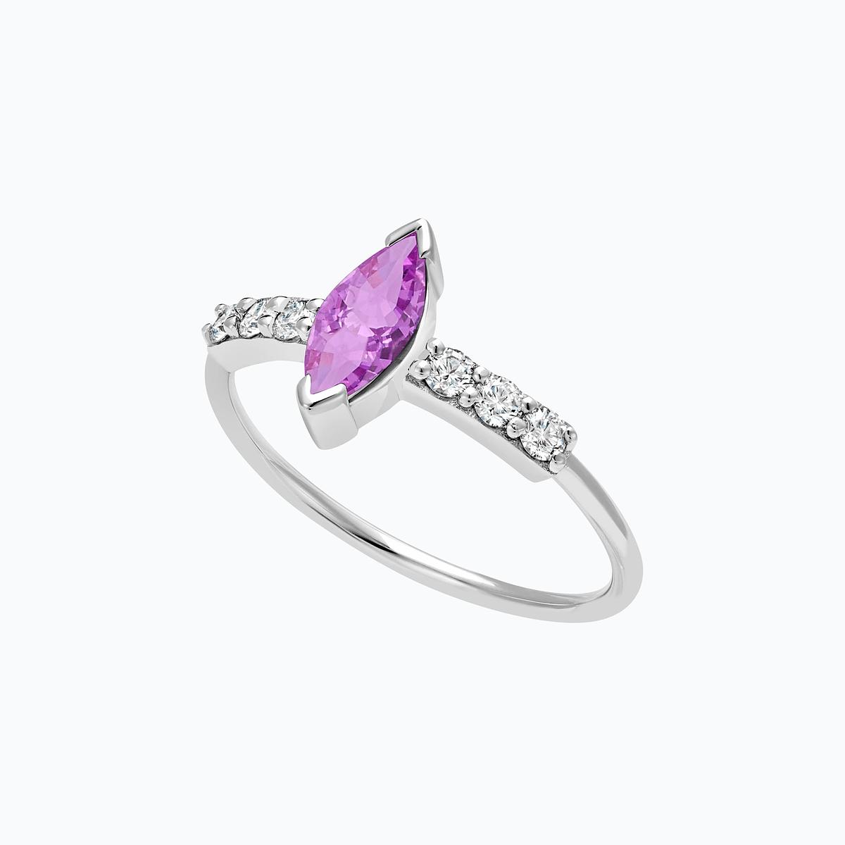 Solitaire Pavé Éthéa Saphir Rose