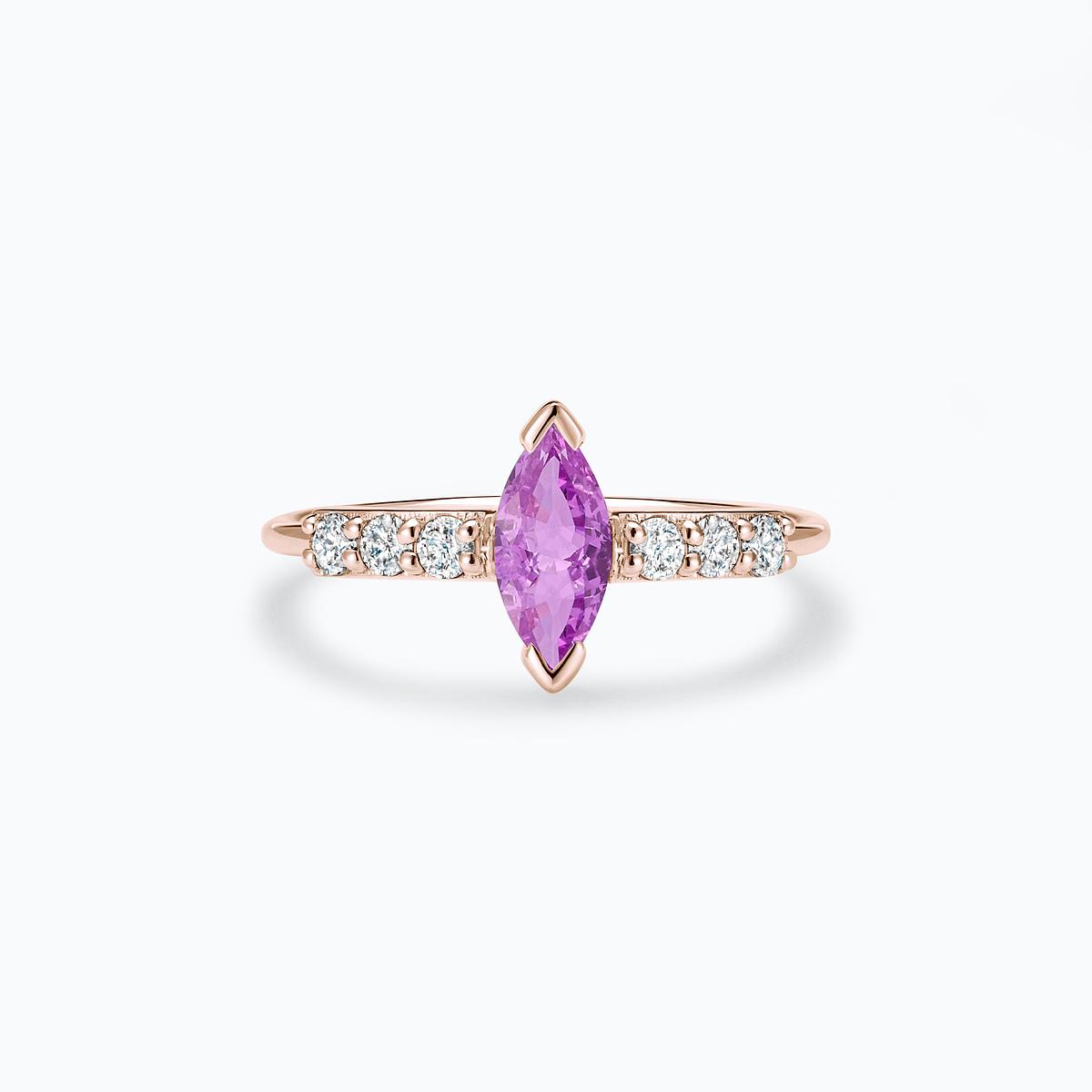 Solitaire Pavé Éthéa Saphir Rose