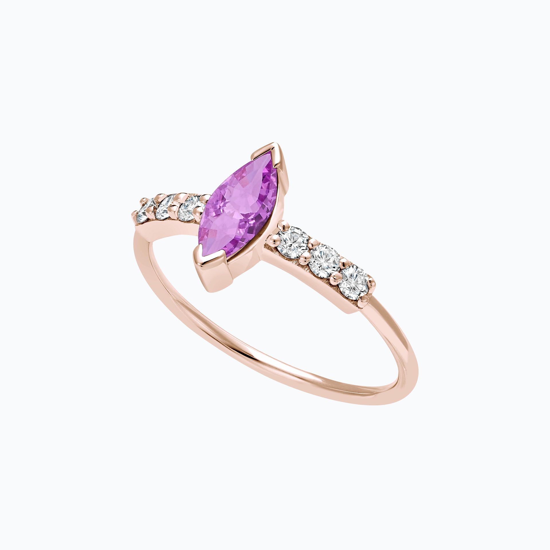 Solitaire Pavé Éthéa Saphir Rose