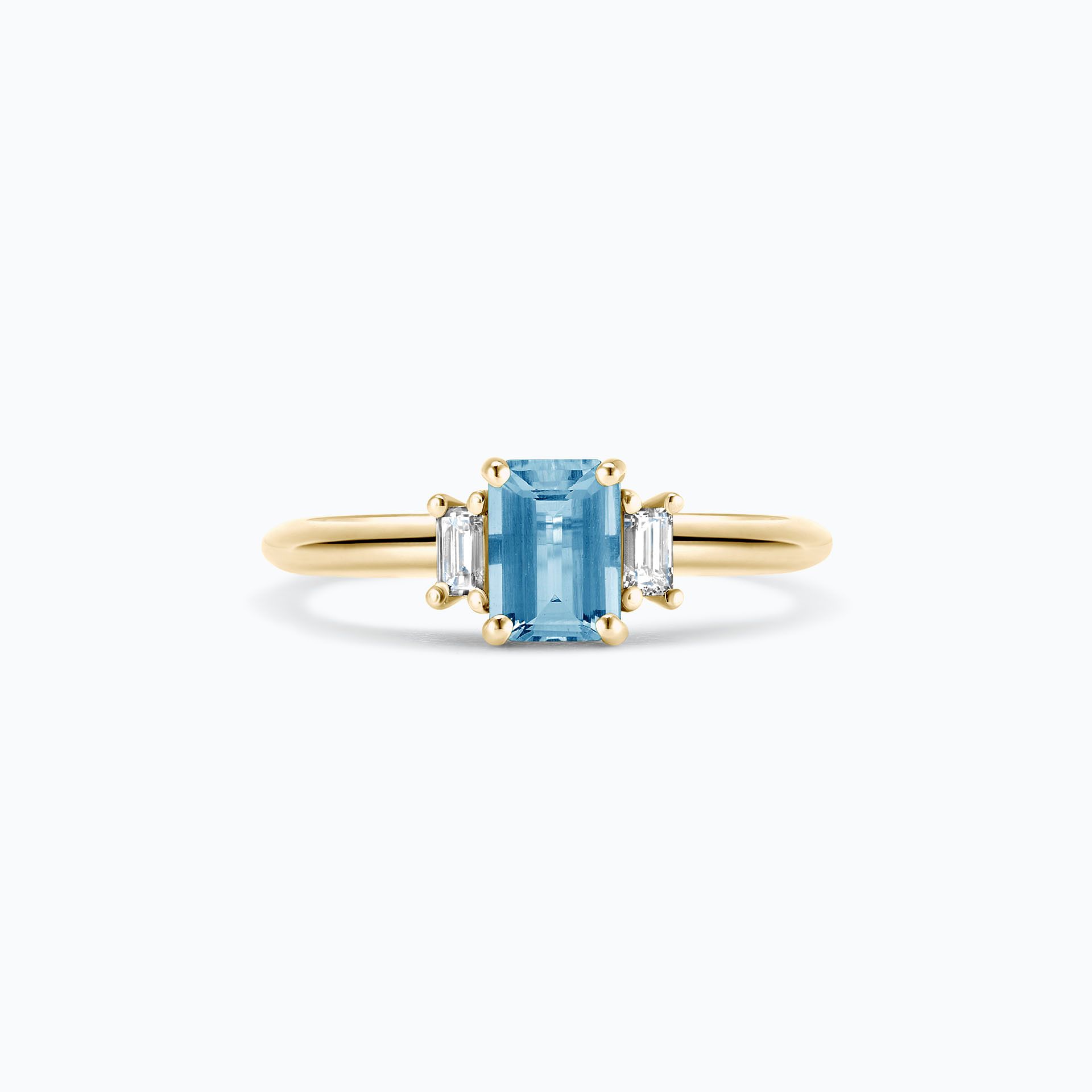 Solitaire Gatsby Aigue-Marine 6 x 4 mm