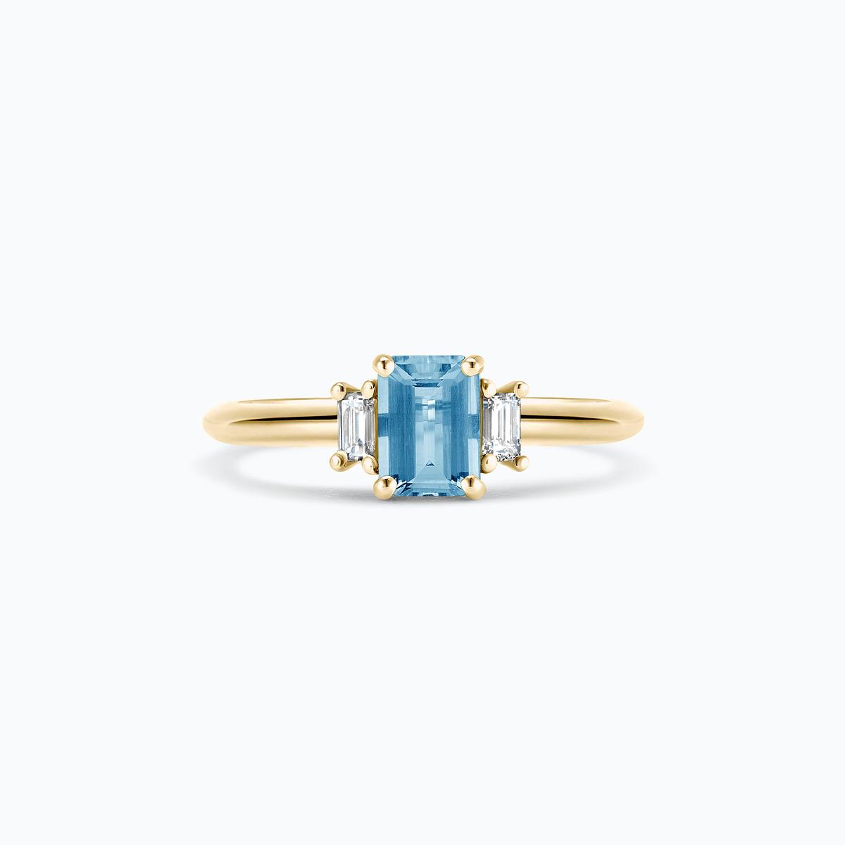 Solitaire Gatsby Aigue-Marine 6 x 4 mm
